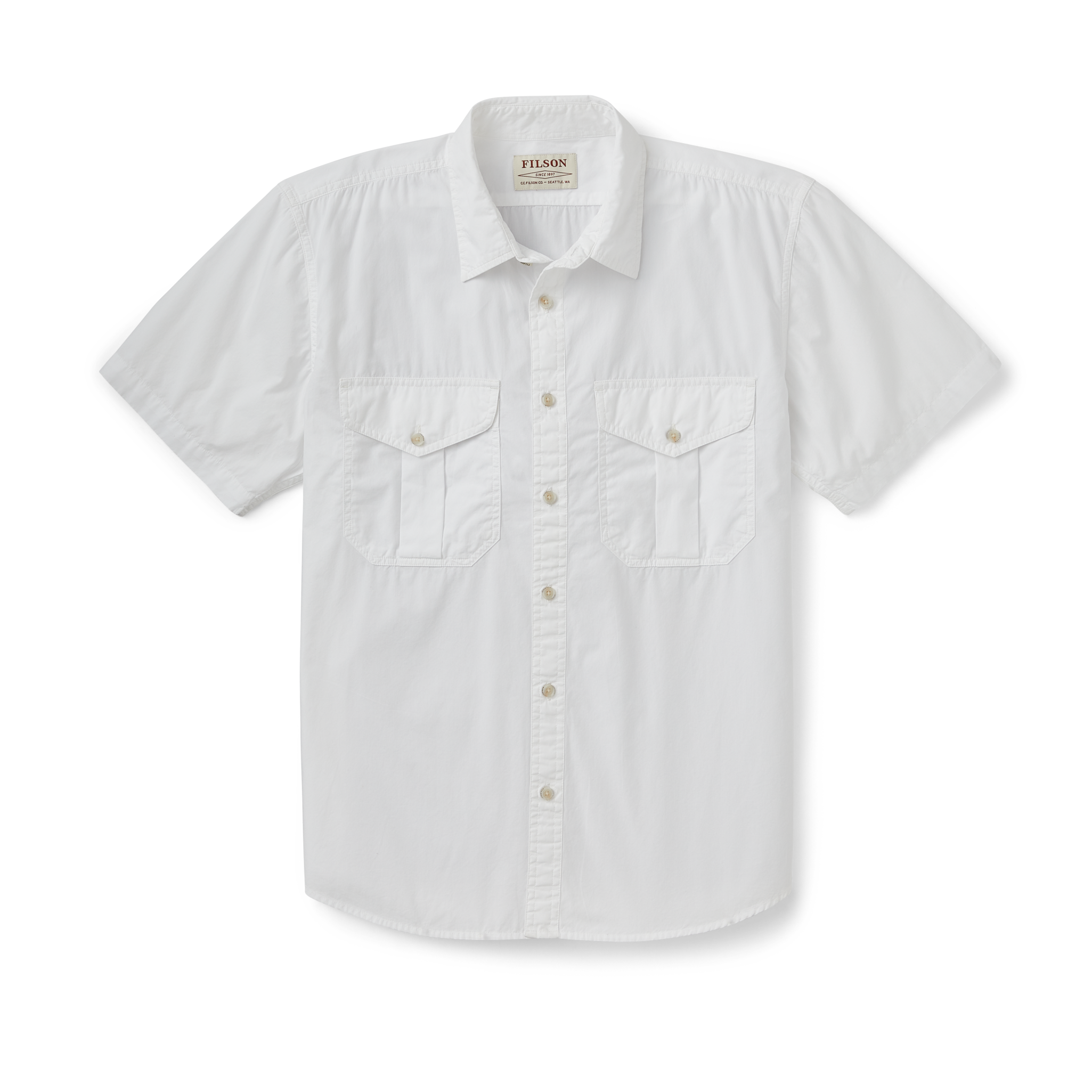 Filson's Washed Short Sleeve Feather Cloth Shirt - White