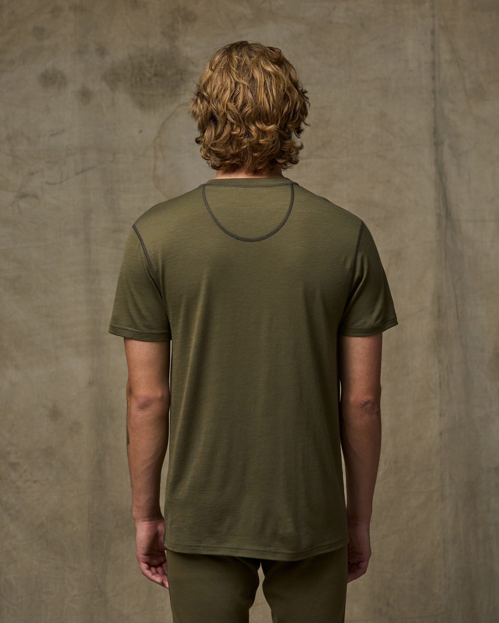 210g Merino Wool Short Sleeve Crewneck - Dark Olive - Image 2