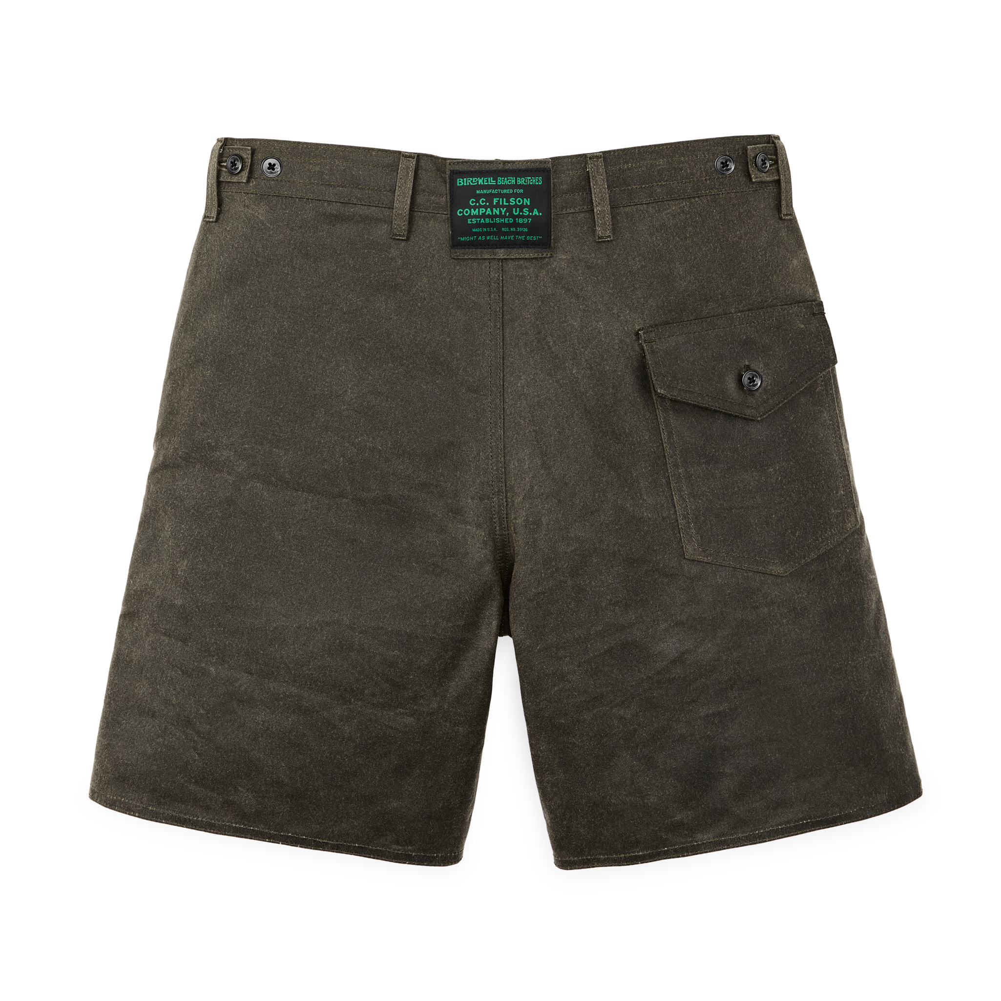 Filson X Birdwell Beach Britches® Tin Cloth Tac Shorts - Otter Green - Image 2
