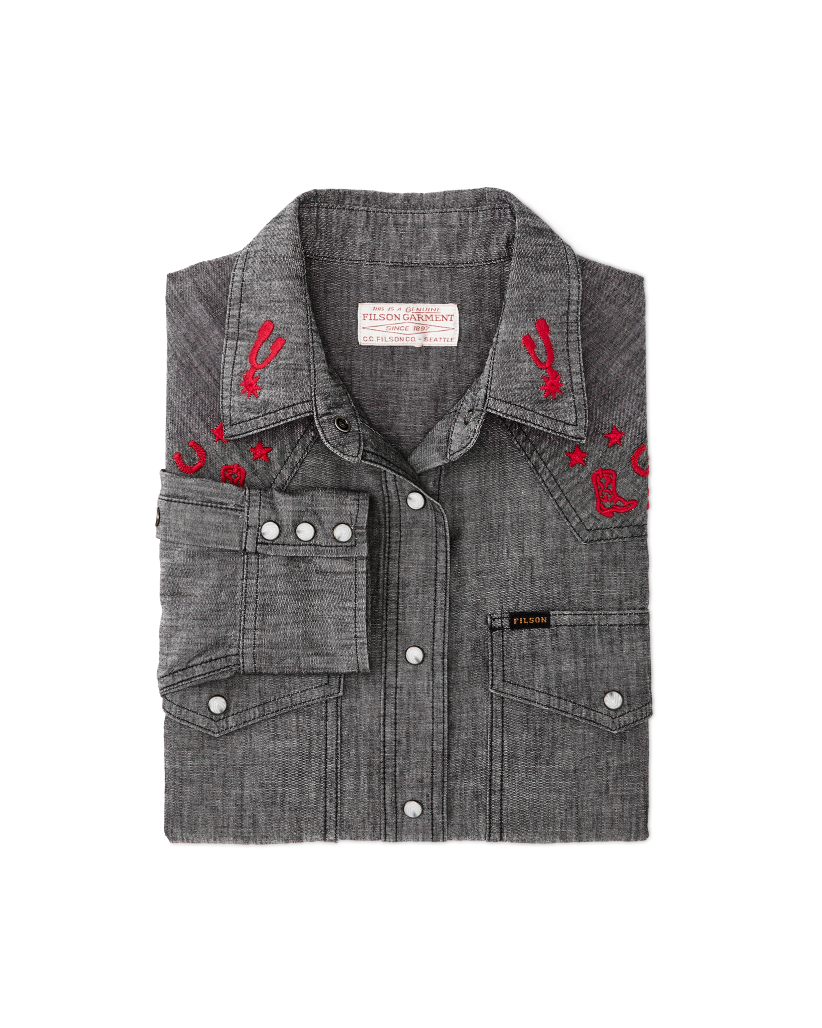 Women's Embroidered Western Shirt - Black Chambray / Western - Image 3
