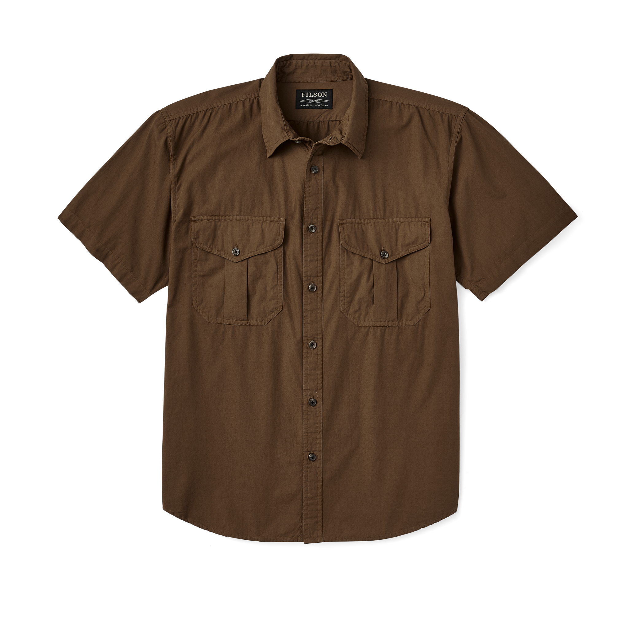 Filson's Washed Short Sleeve Feather Cloth Shirt - Lab Brown