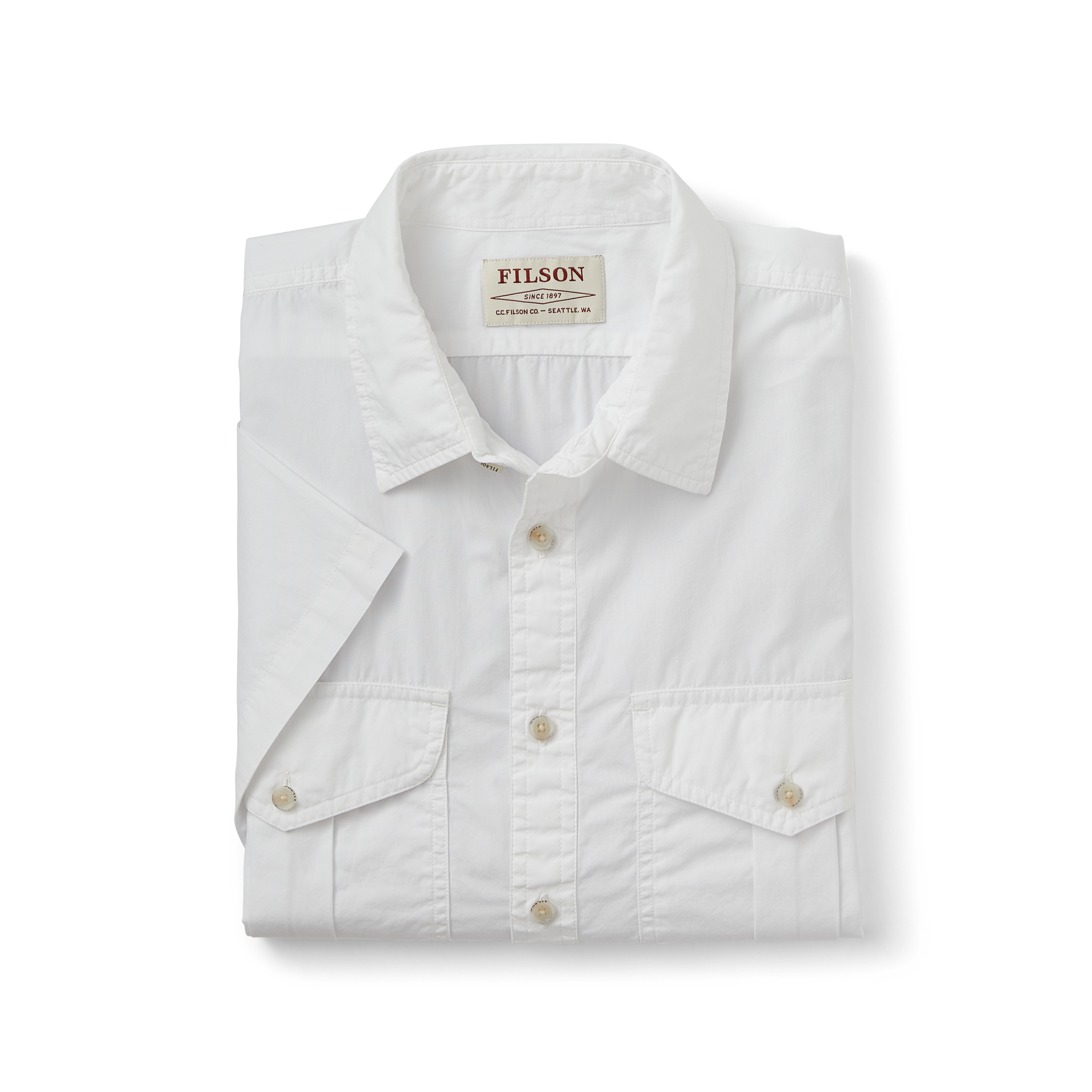 Filson's Washed Short Sleeve Feather Cloth Shirt - White - Image 3