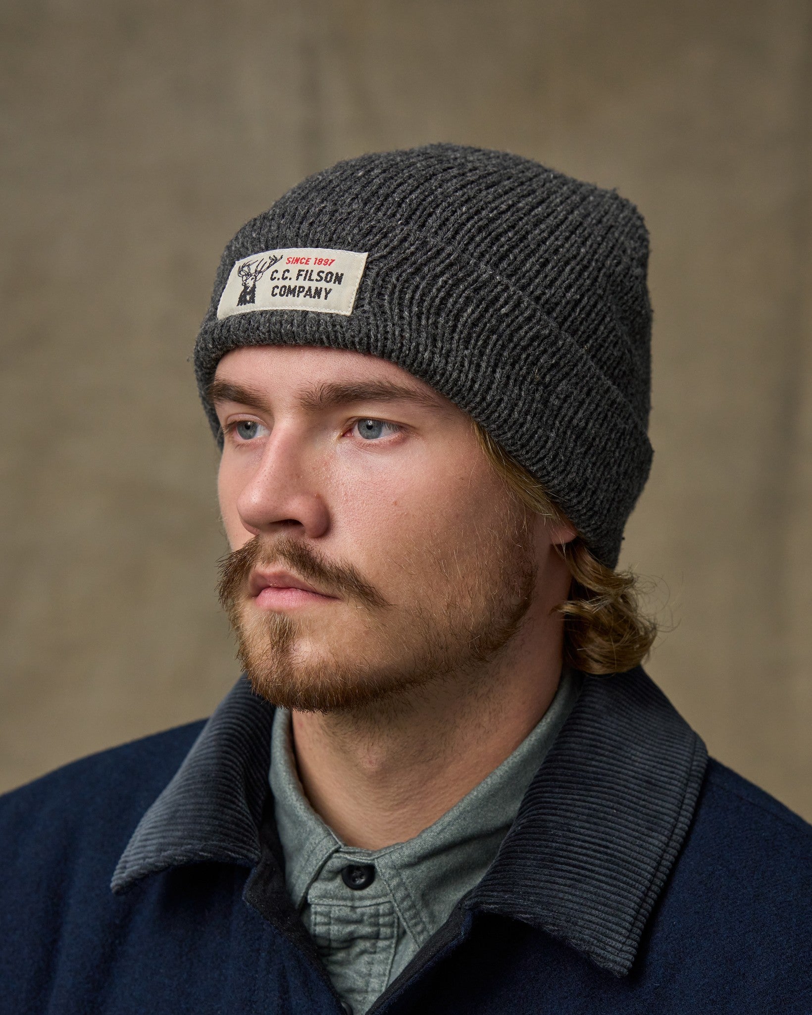 Lined Ragg Wool Beanie - Charcoal Black - Image 2