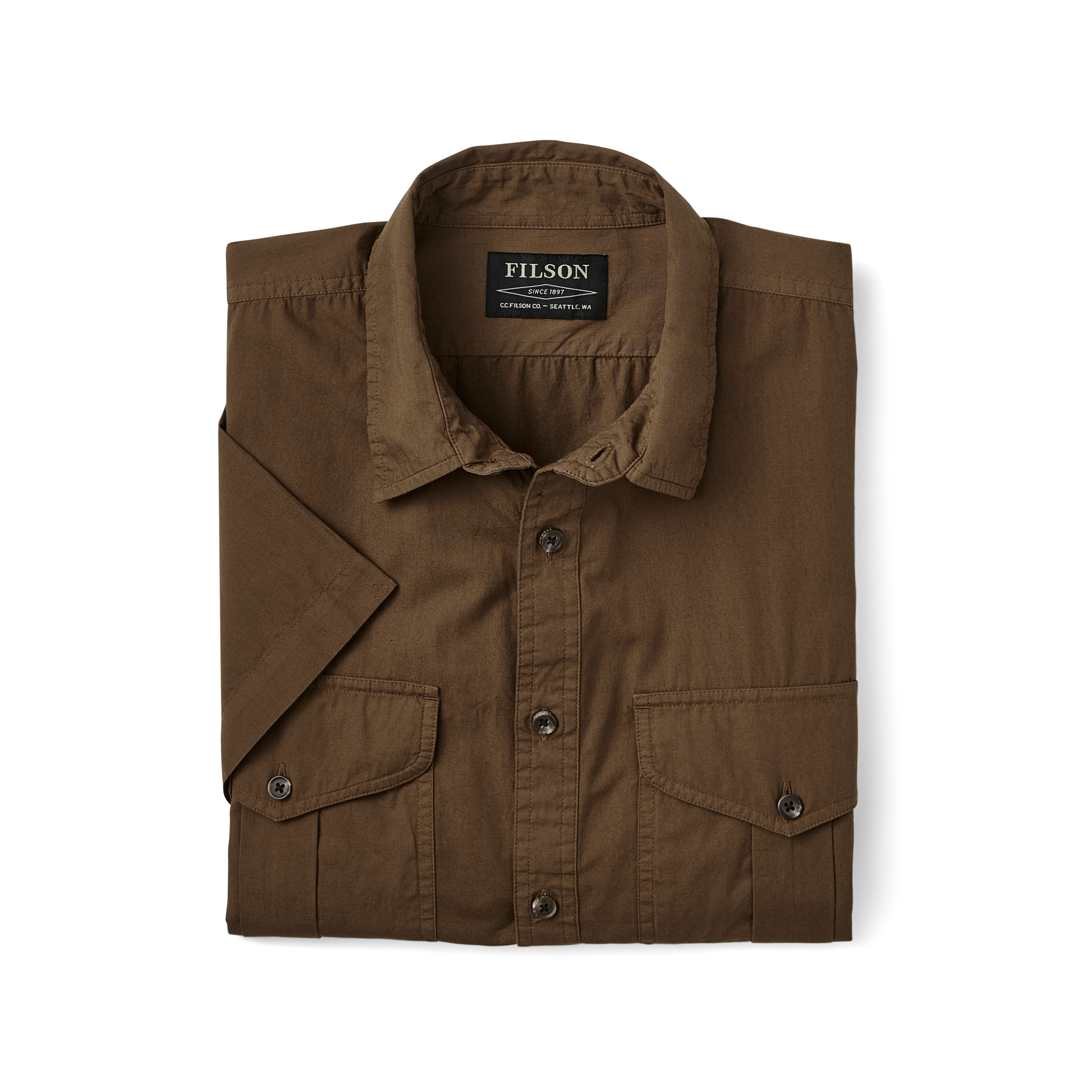 Filson's Washed Short Sleeve Feather Cloth Shirt - Lab Brown - Image 3