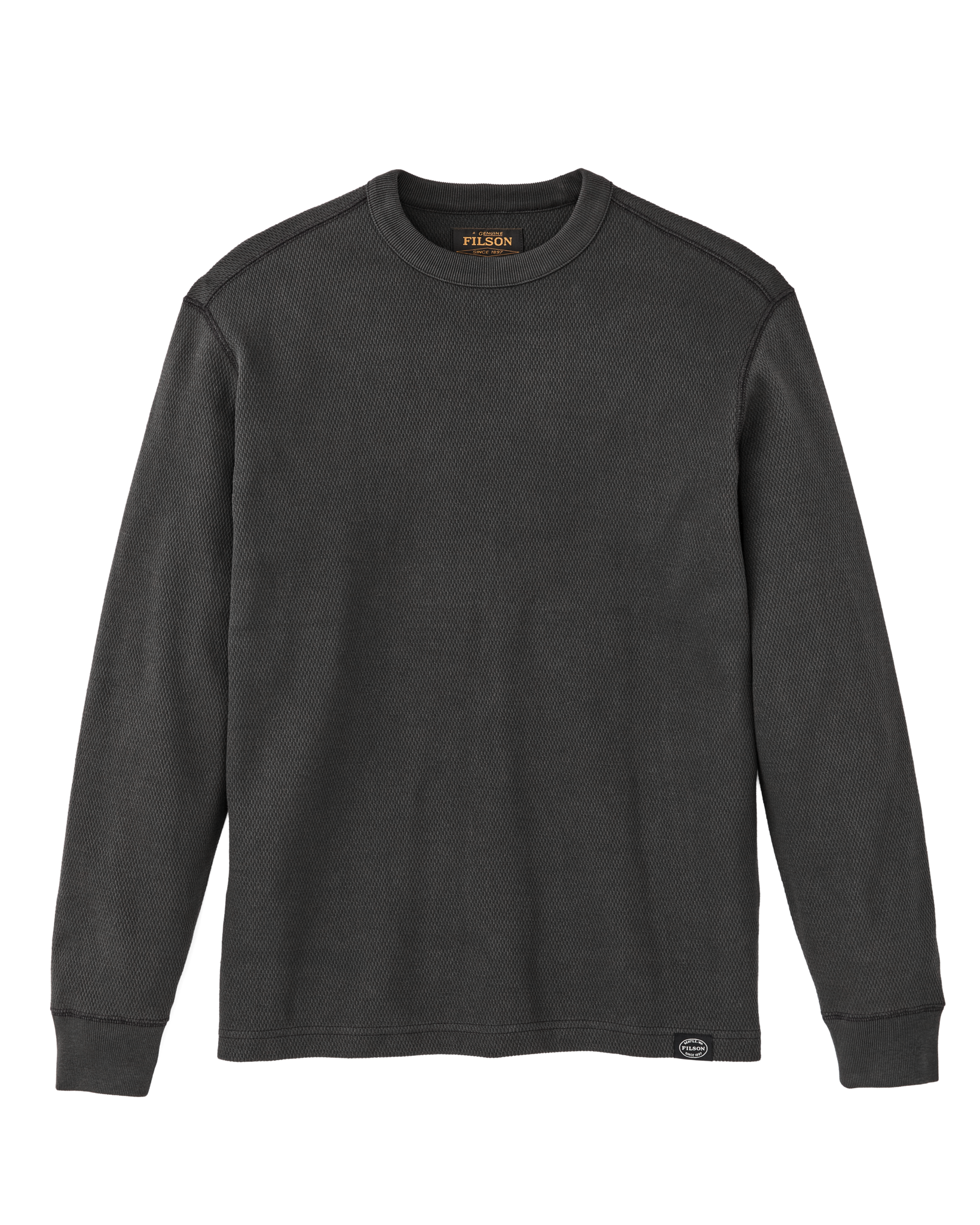 Waffle Knit Thermal Crewneck - Faded Black - Image 4