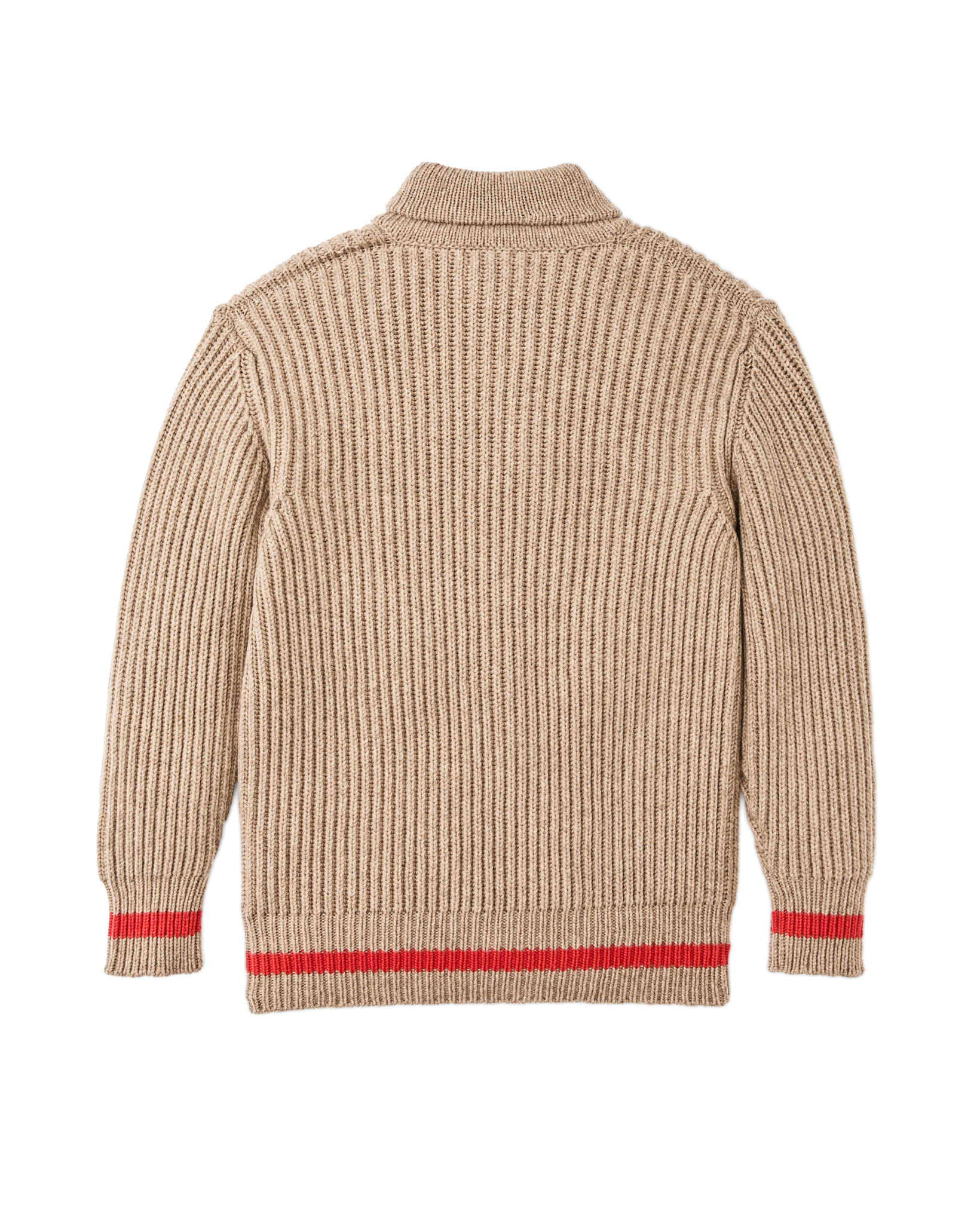 Bristol Shawl Neck Sweater - Oatmeal Heather / Flame Stripe - Image 2