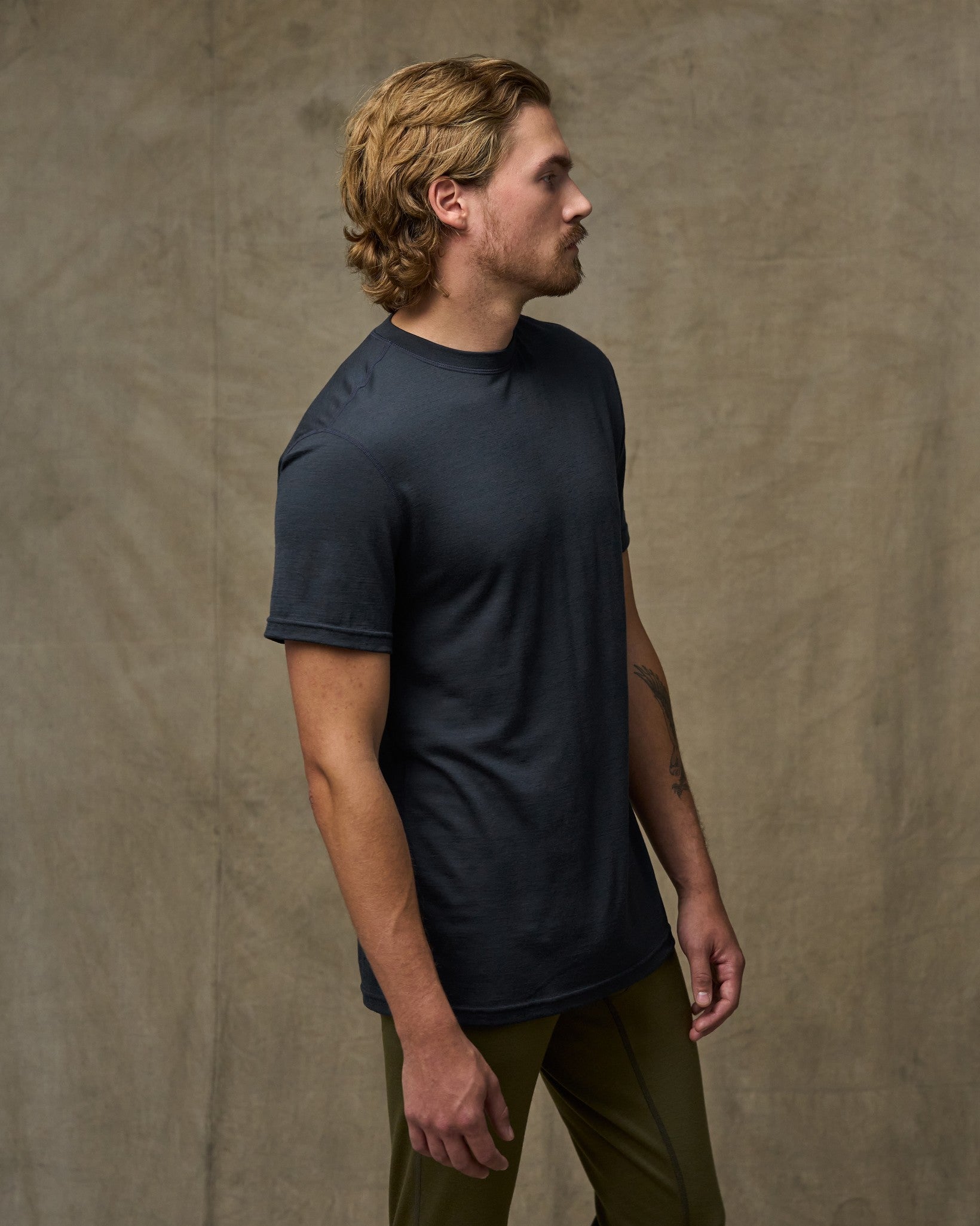 210g Merino Wool Short Sleeve Crewneck - Dark Navy - Image 4