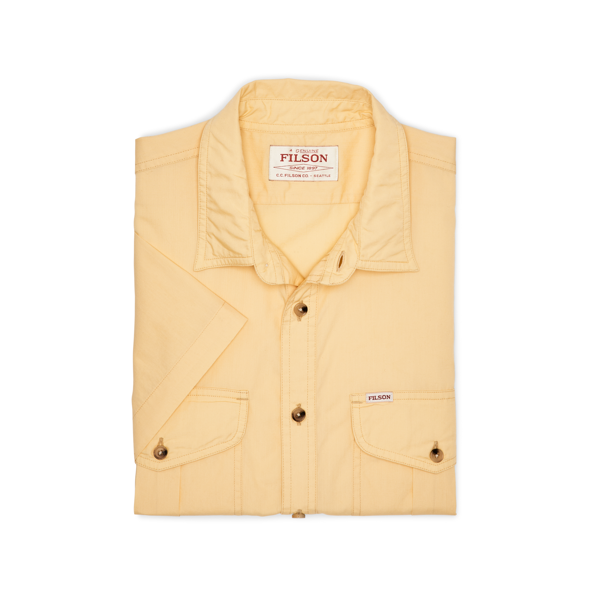 Filson's Washed Short Sleeve Feather Cloth Shirt - Straw - Image 3