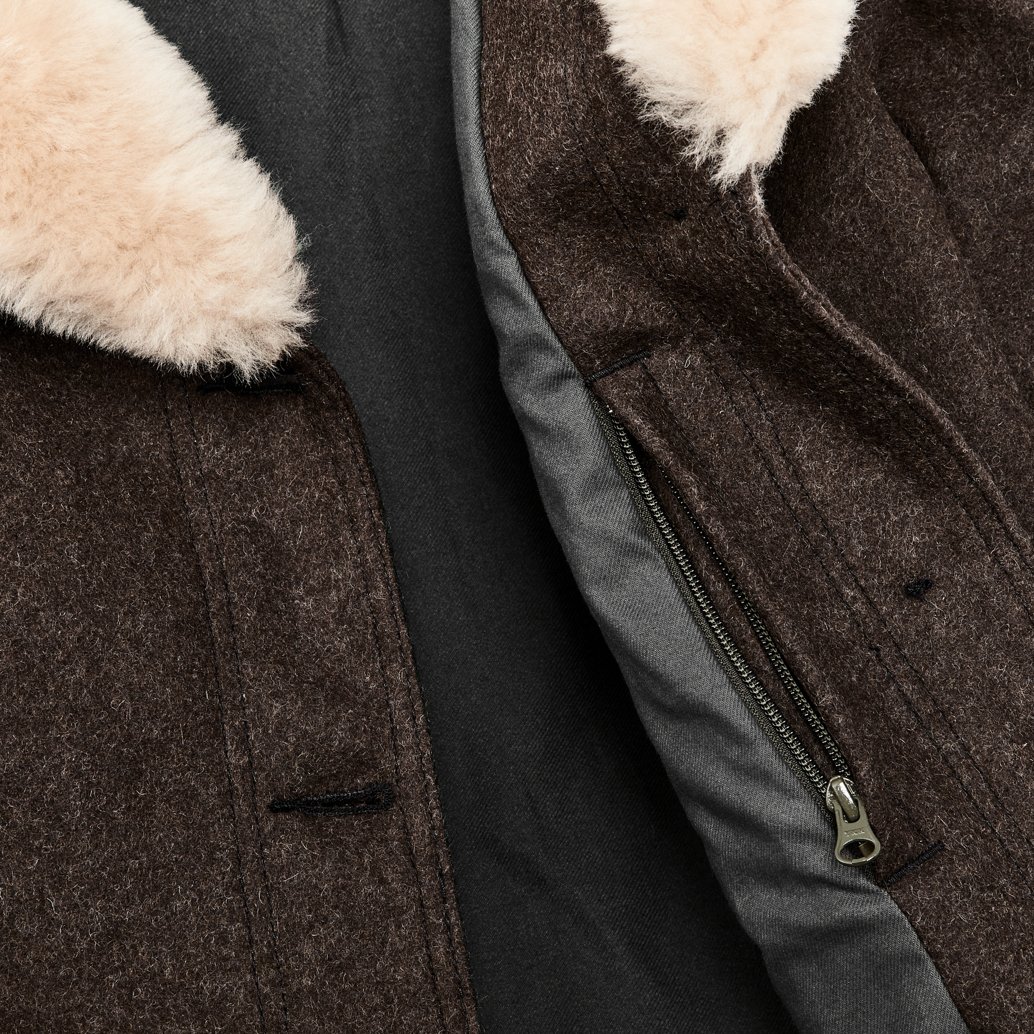 Women's Wool Trapper Coat - Brown - Image 6