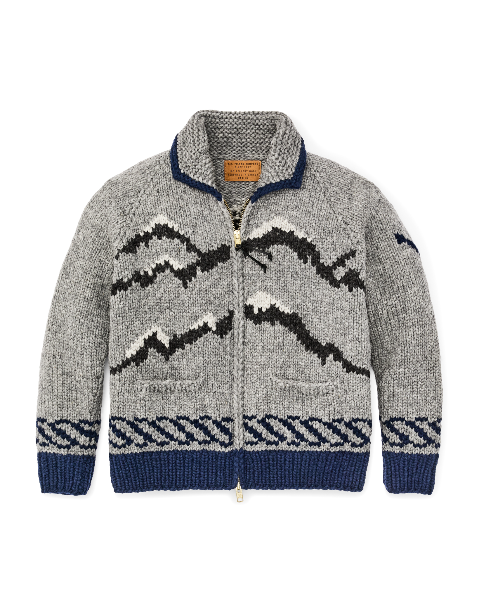 Handmade Full-zip Sweater - Heather Gray / Fishing Boat - Image 3