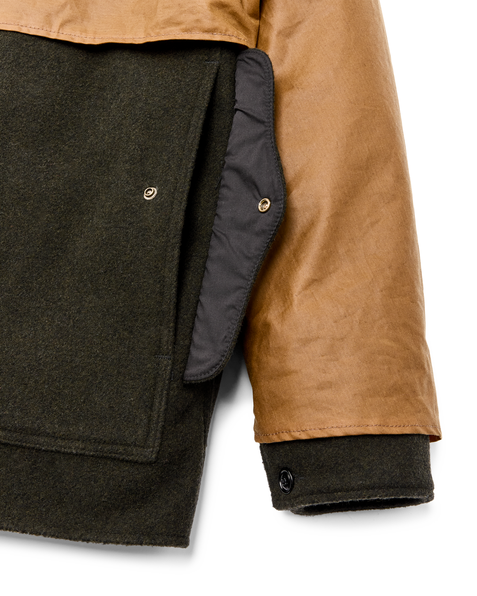 Mackinaw Wool Caped Cruiser Jacket - Peat Black / Dark Tan - Image 9