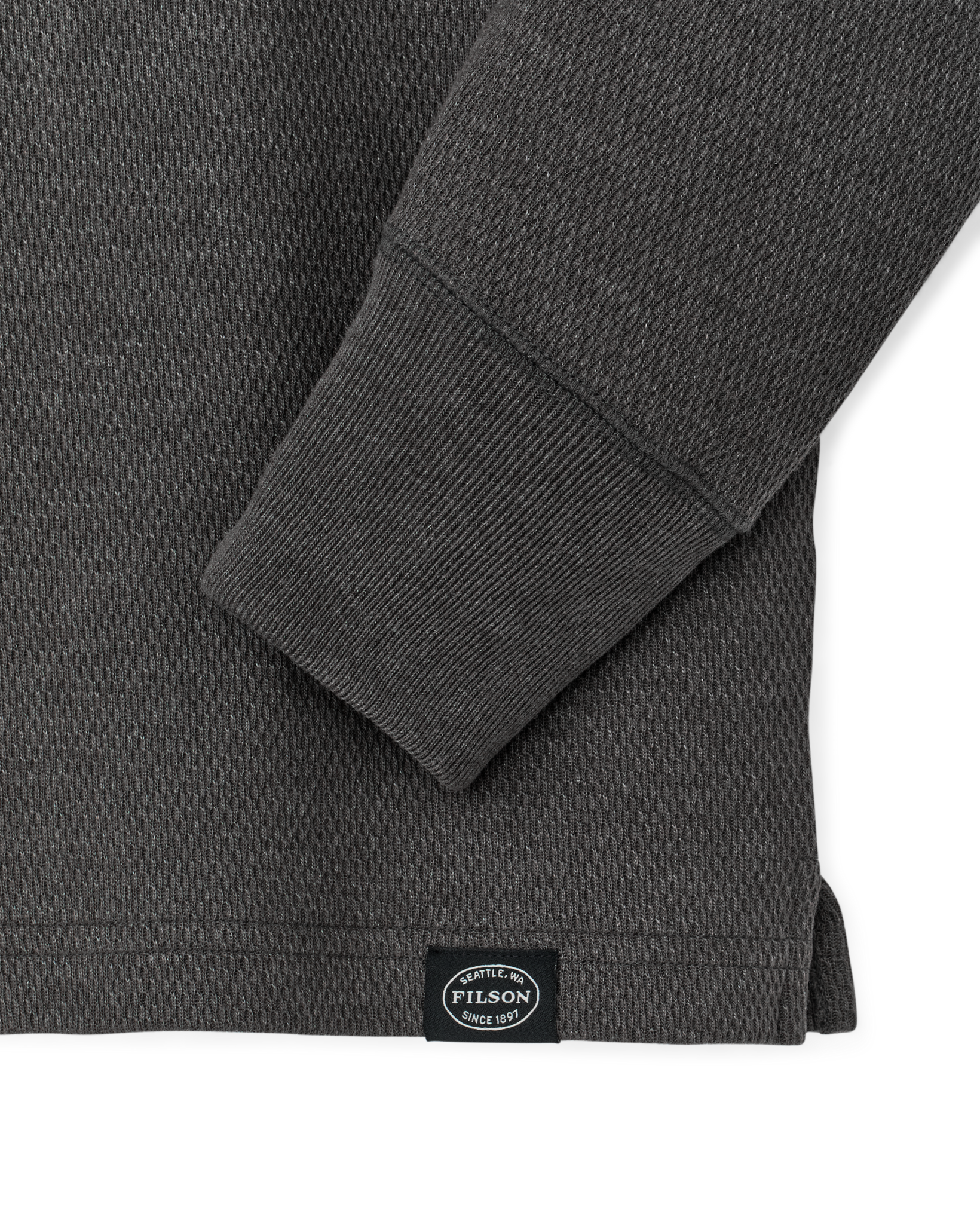 Waffle Knit Henley - Charcoal - Image 5