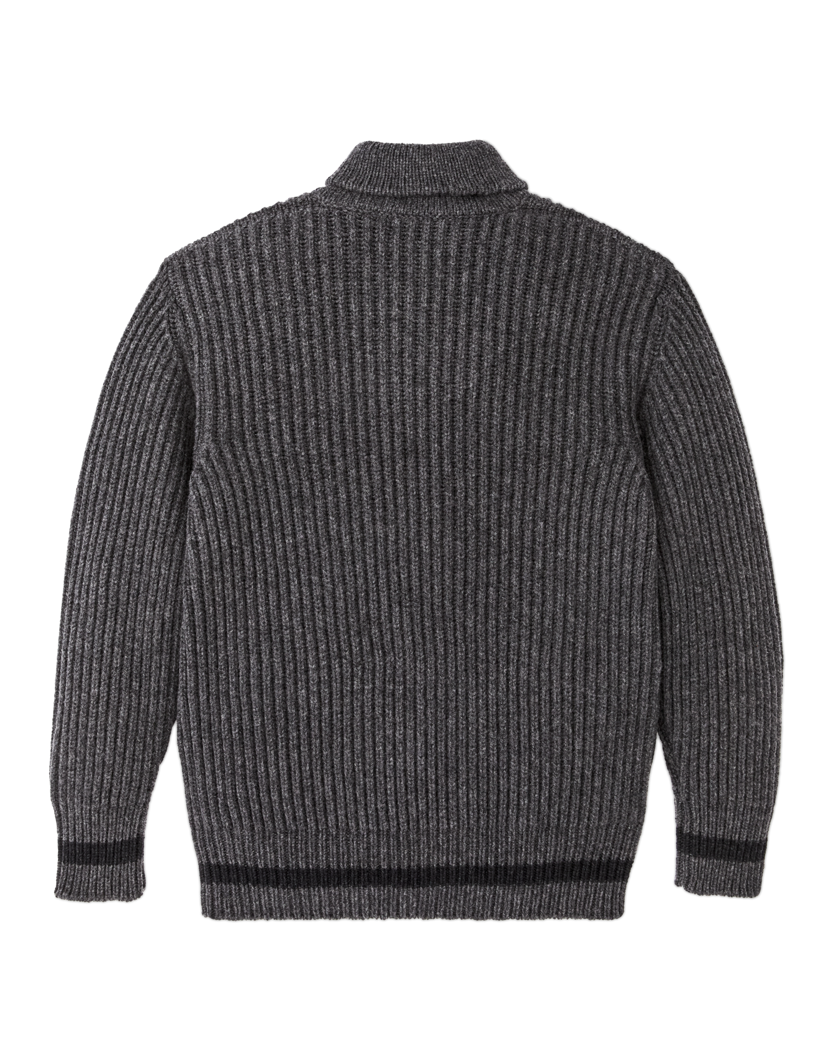 Bristol Shawl Neck Sweater - Gray Heather / Dark Charcoal Stripe - Image 4