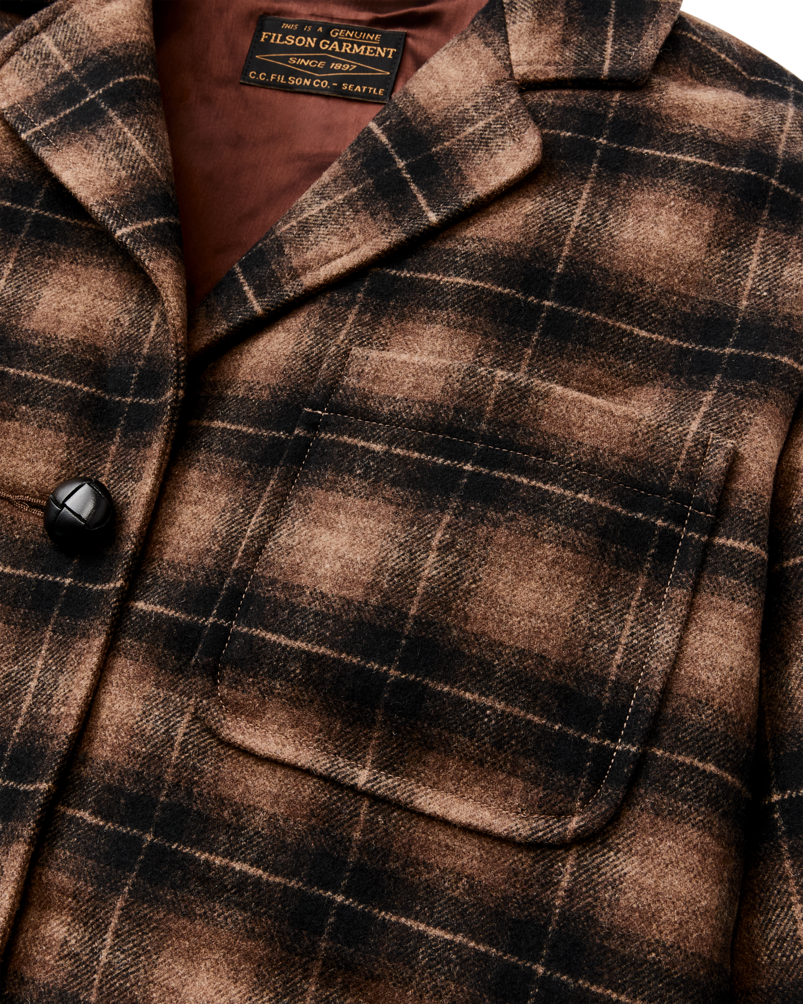 Women's Unconstructed Wool Blazer - Bronze Brown Plaid - Image 5