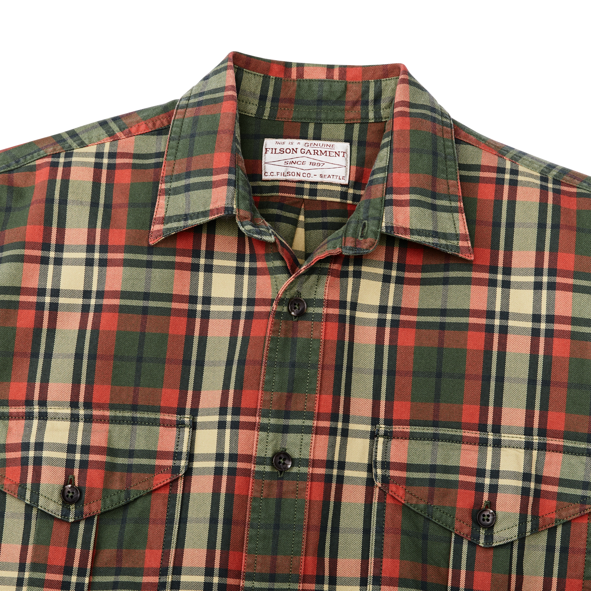 Lightweight Alaskan Guide Shirt - Silver Pine / Burnt Red Plaid - Image 4