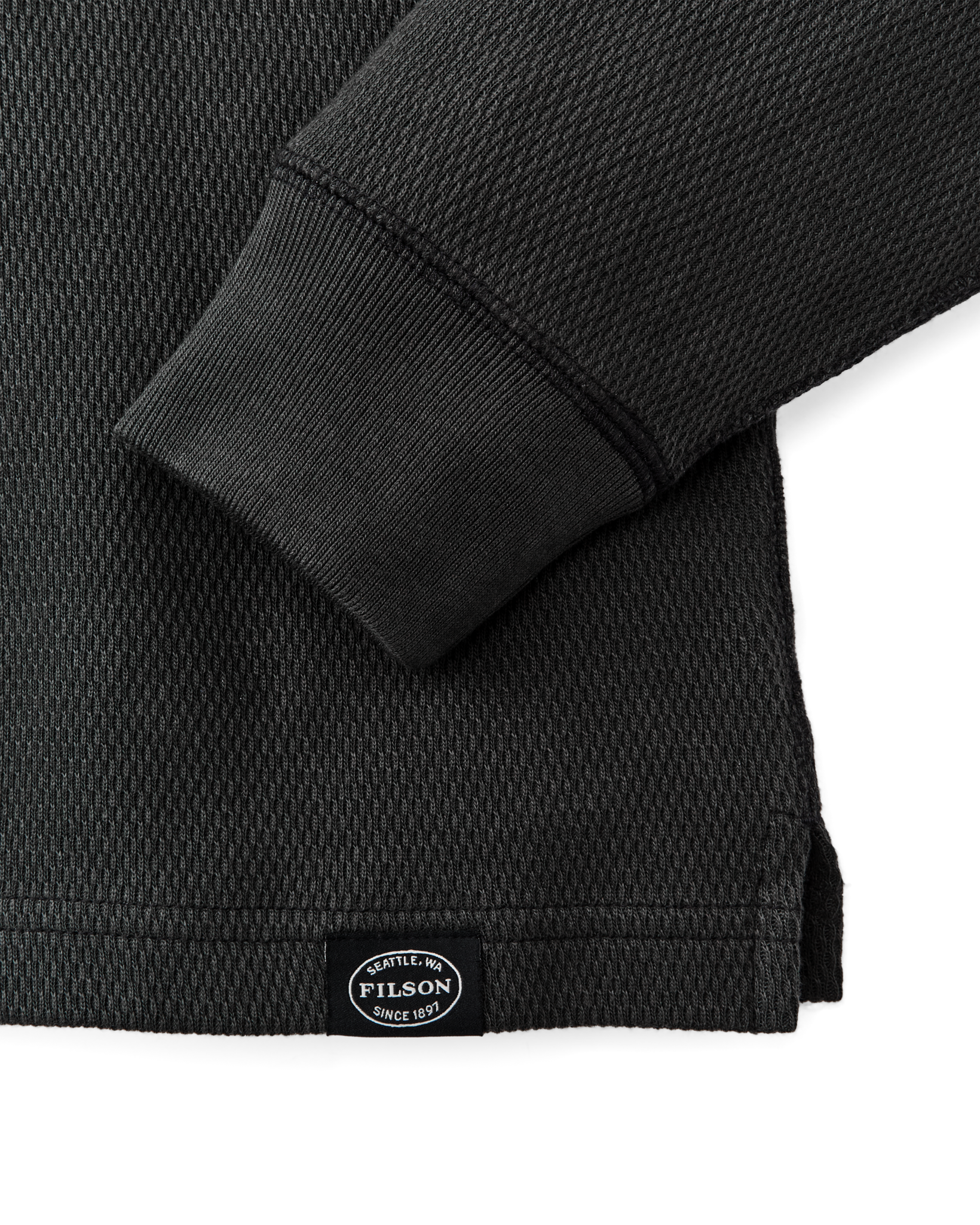 Waffle Knit Thermal Crewneck - Faded Black - Image 6