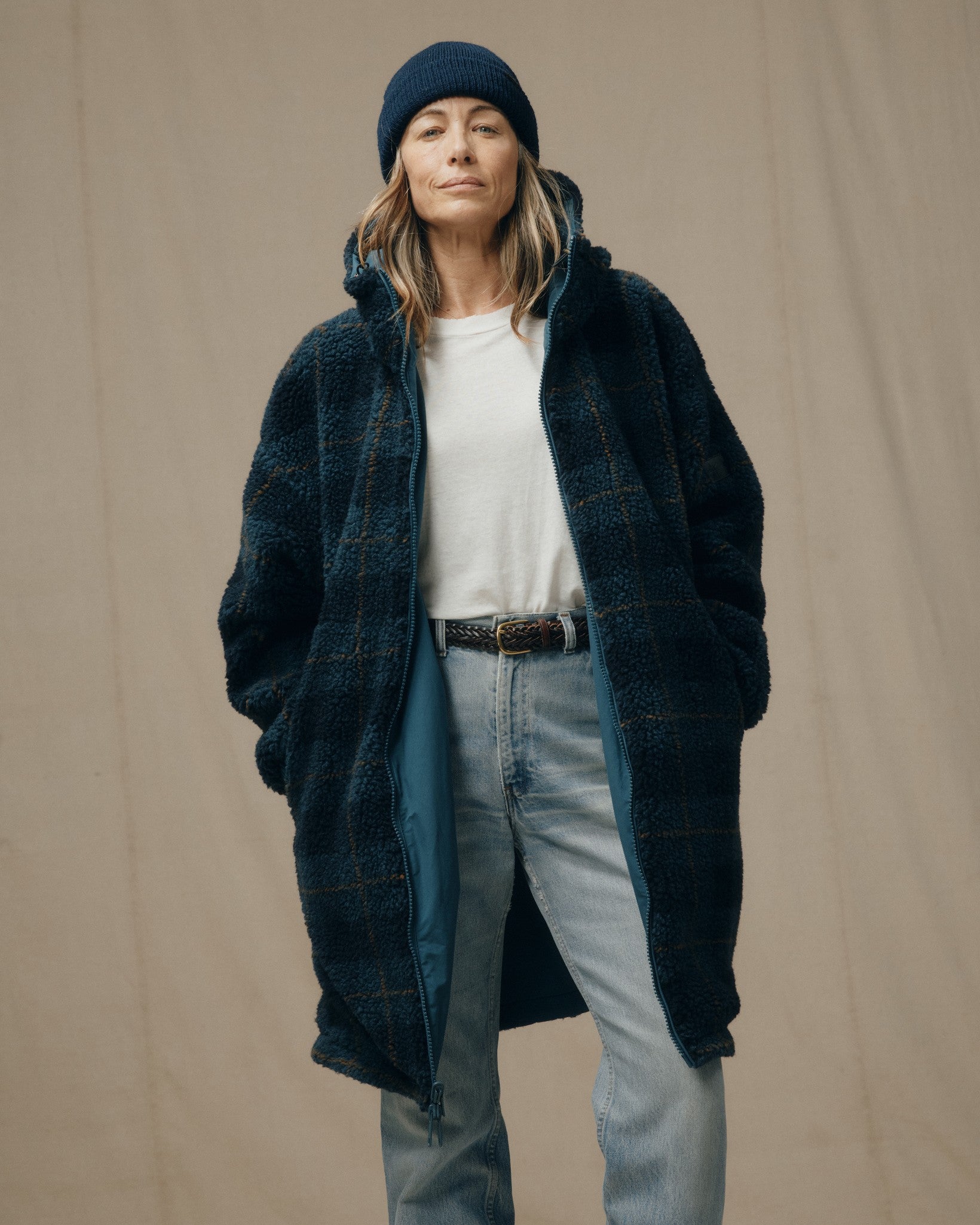 Women's Reversible Woolly Fleece Coat - Dark Teal - Image 4