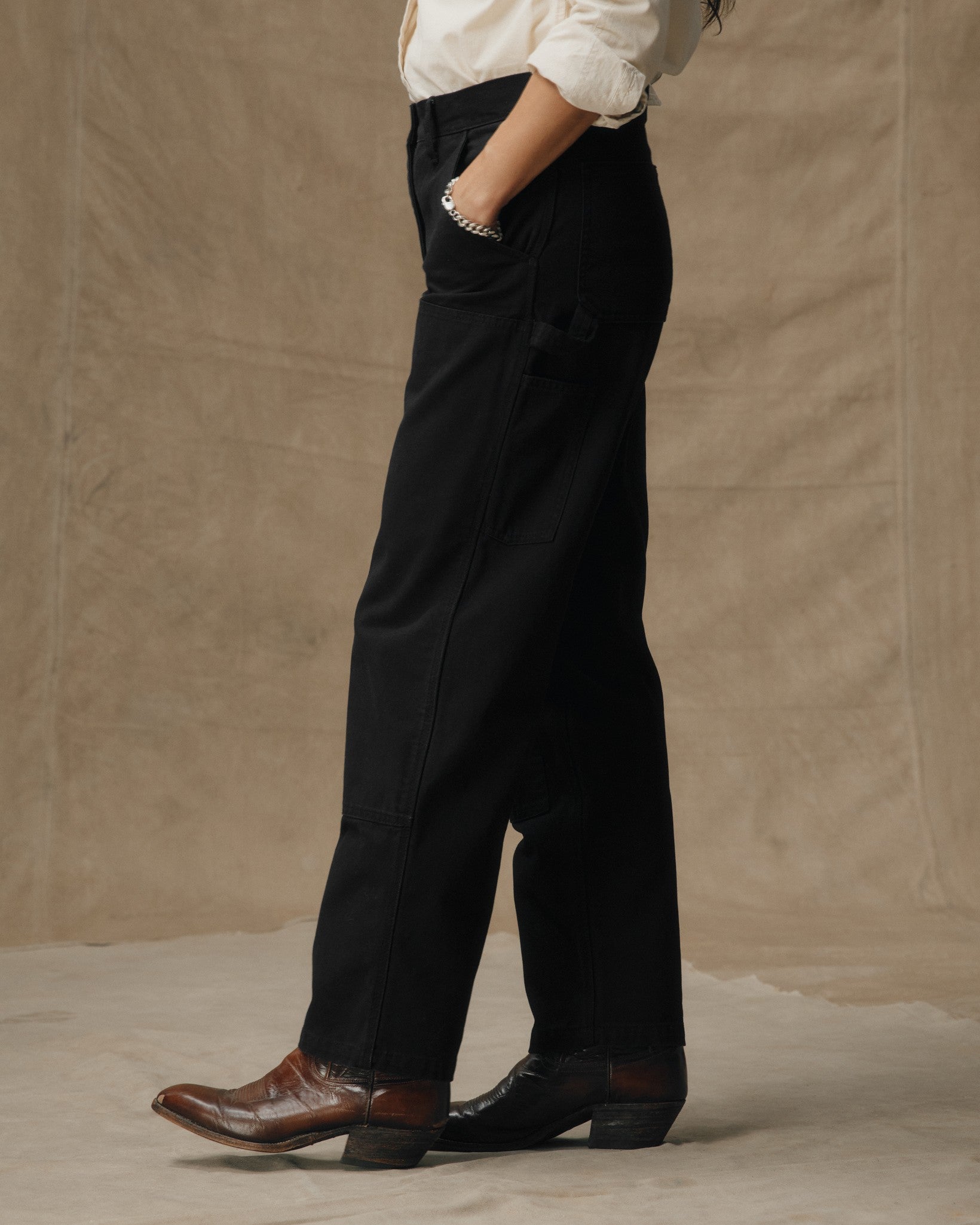 Women's Canvas Work Pants - Faded Black - Image 4