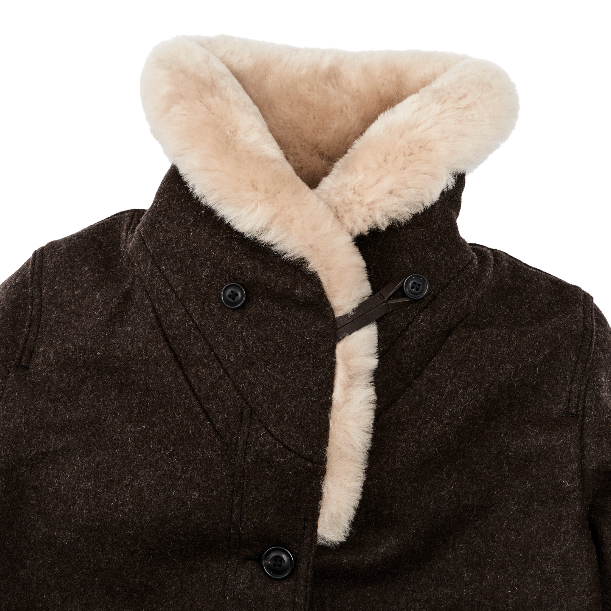 Women's Wool Trapper Coat - Brown - Image 5