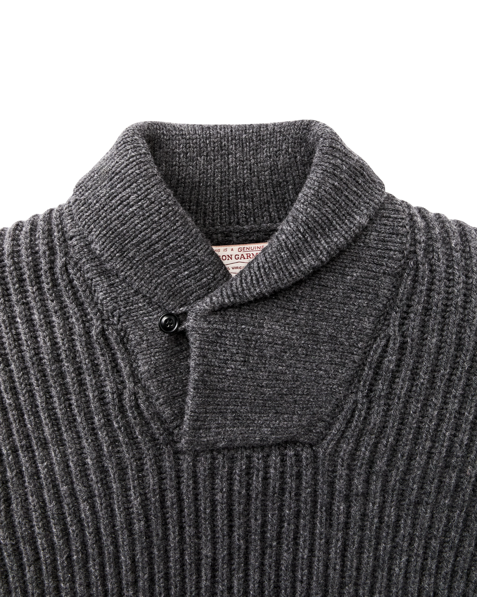 Bristol Shawl Neck Sweater - Gray Heather / Dark Charcoal Stripe - Image 5