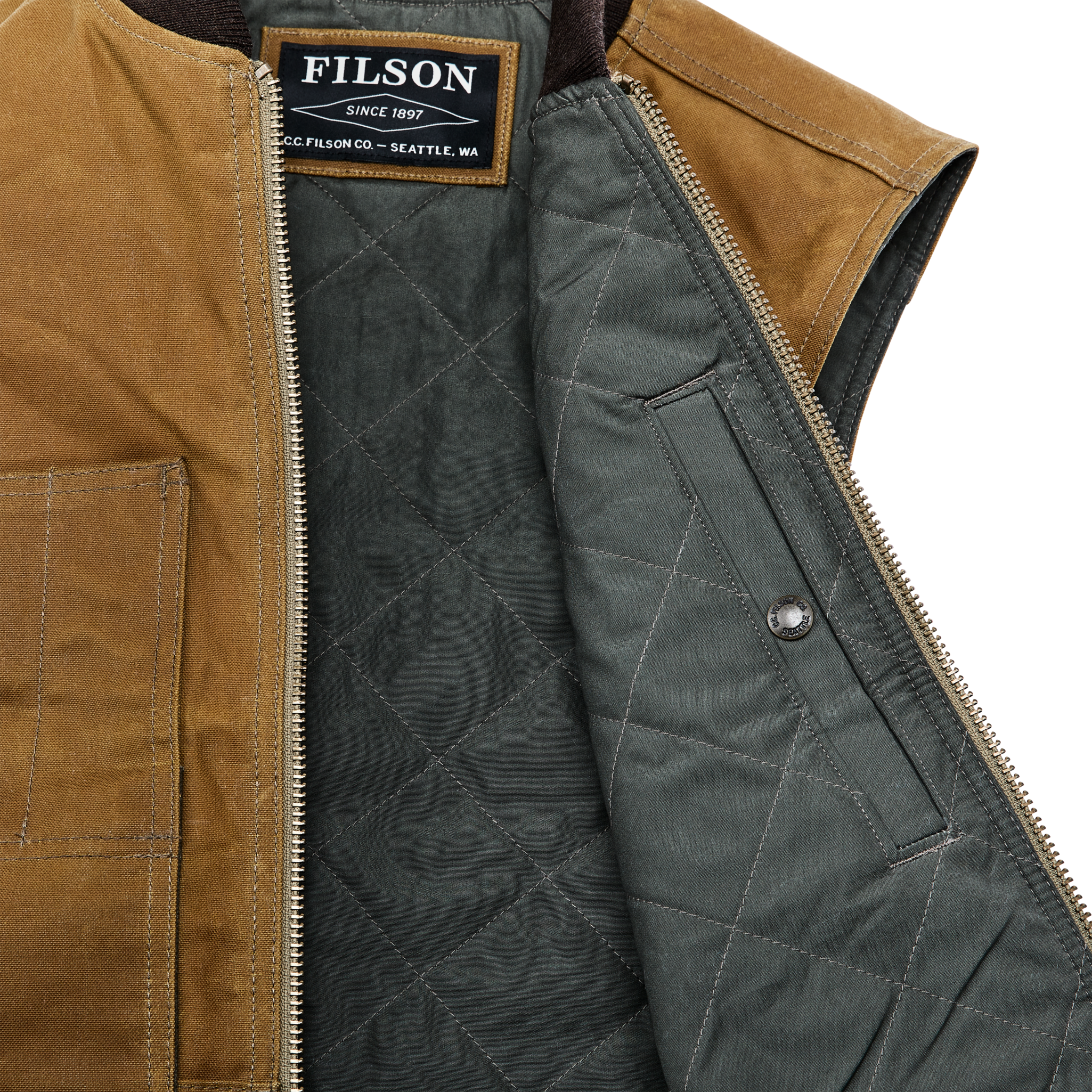 Tin Cloth Insulated Work Vest - Dark Tan - Image 8