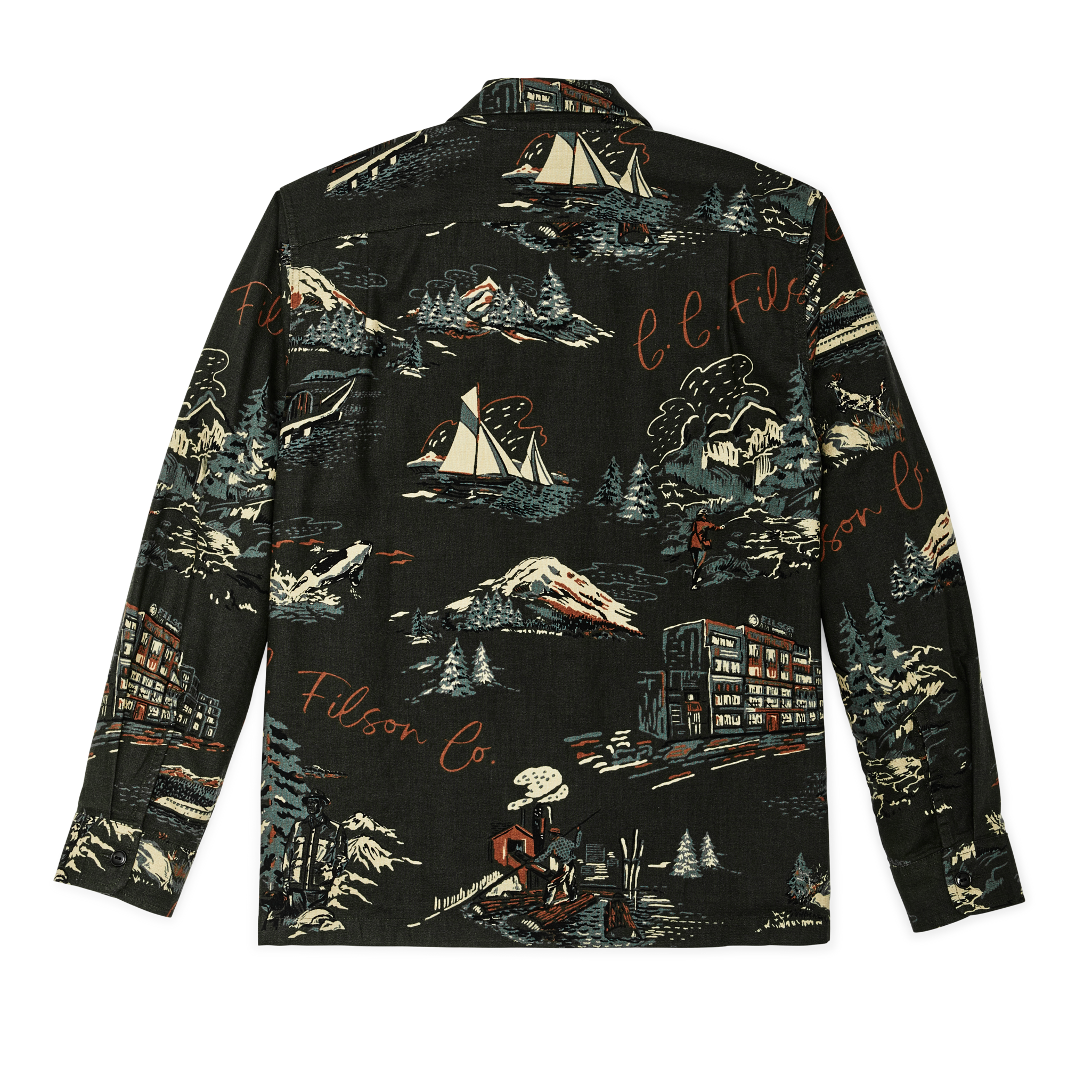 Elk Heights Camp Shirt - Green Northwest Scenic Print - Image 2