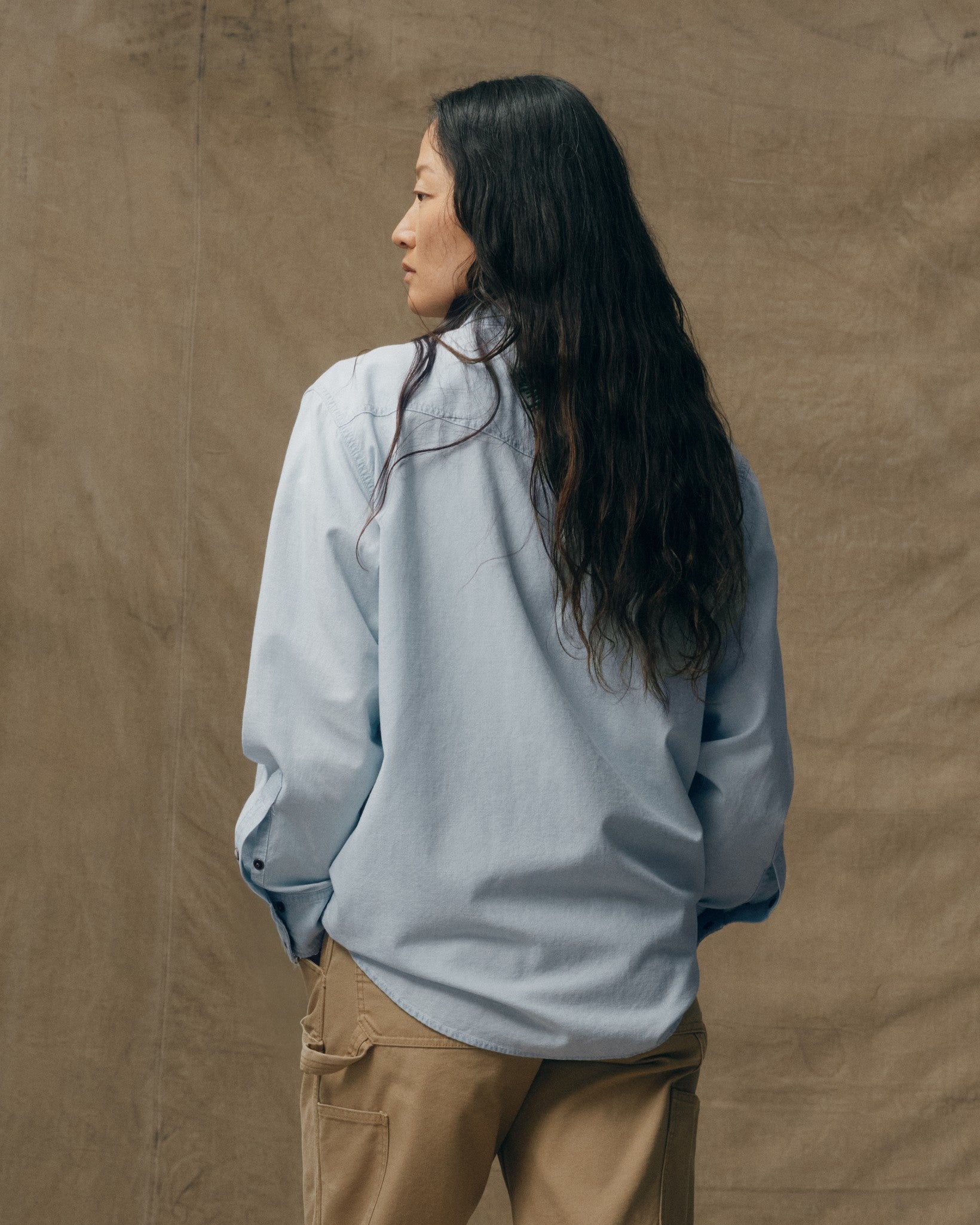 Women's Embroidered Western Shirt - Light Indigo Chambray / Fields - Image 2