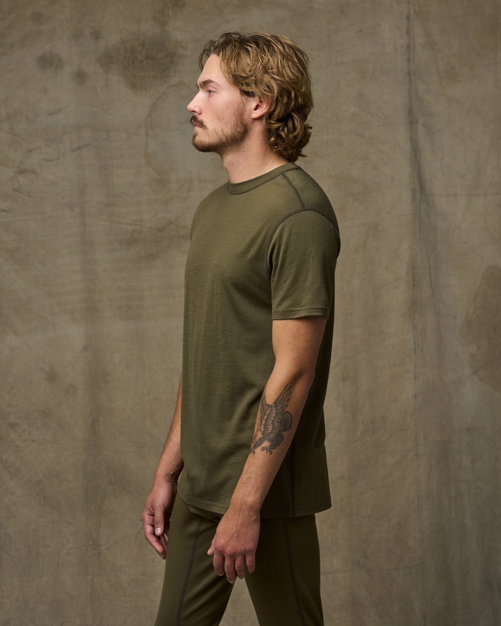 210g Merino Wool Short Sleeve Crewneck - Dark Olive - Image 4