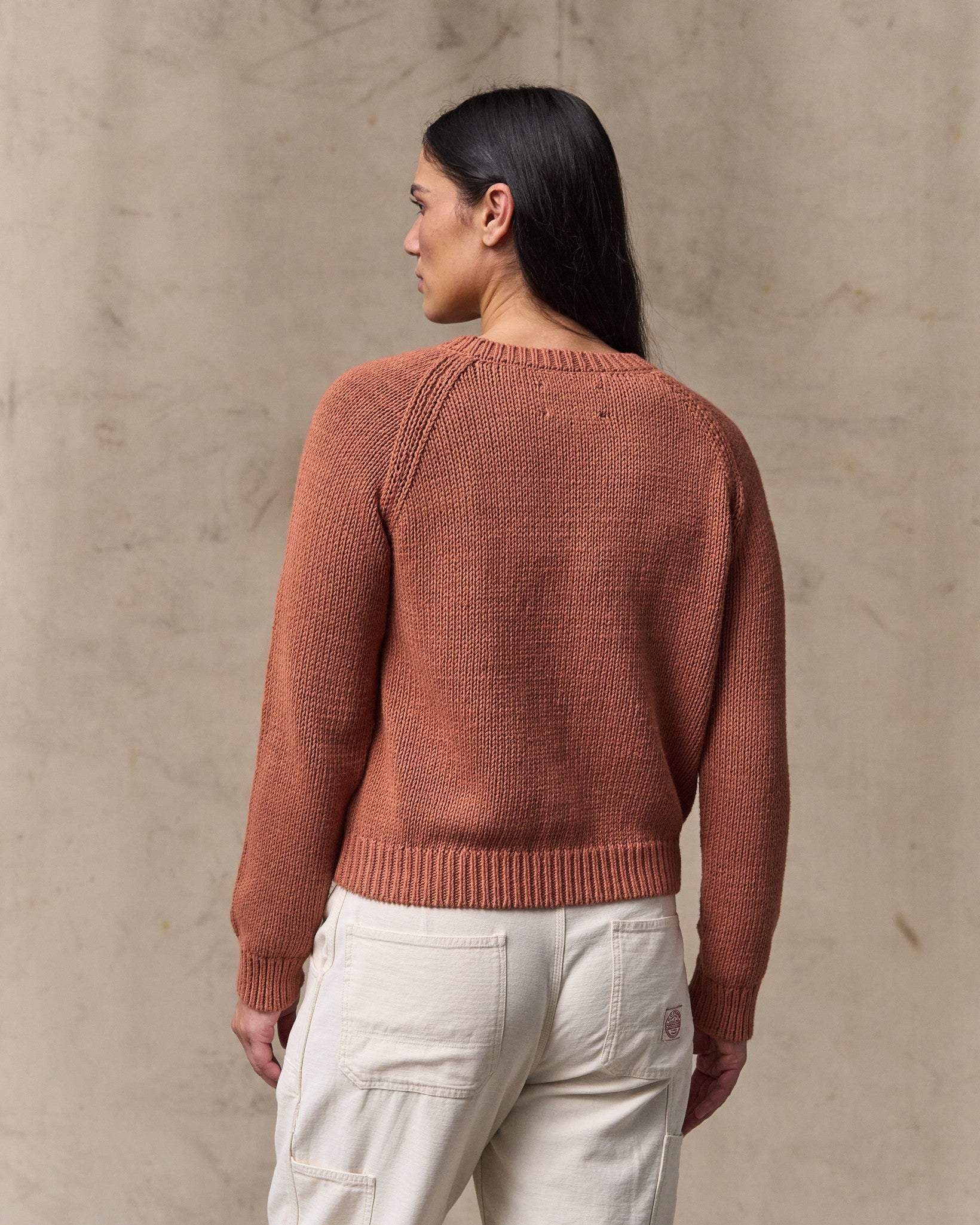Women's Cotton Crewneck Sweater - Copper Brown - Image 2
