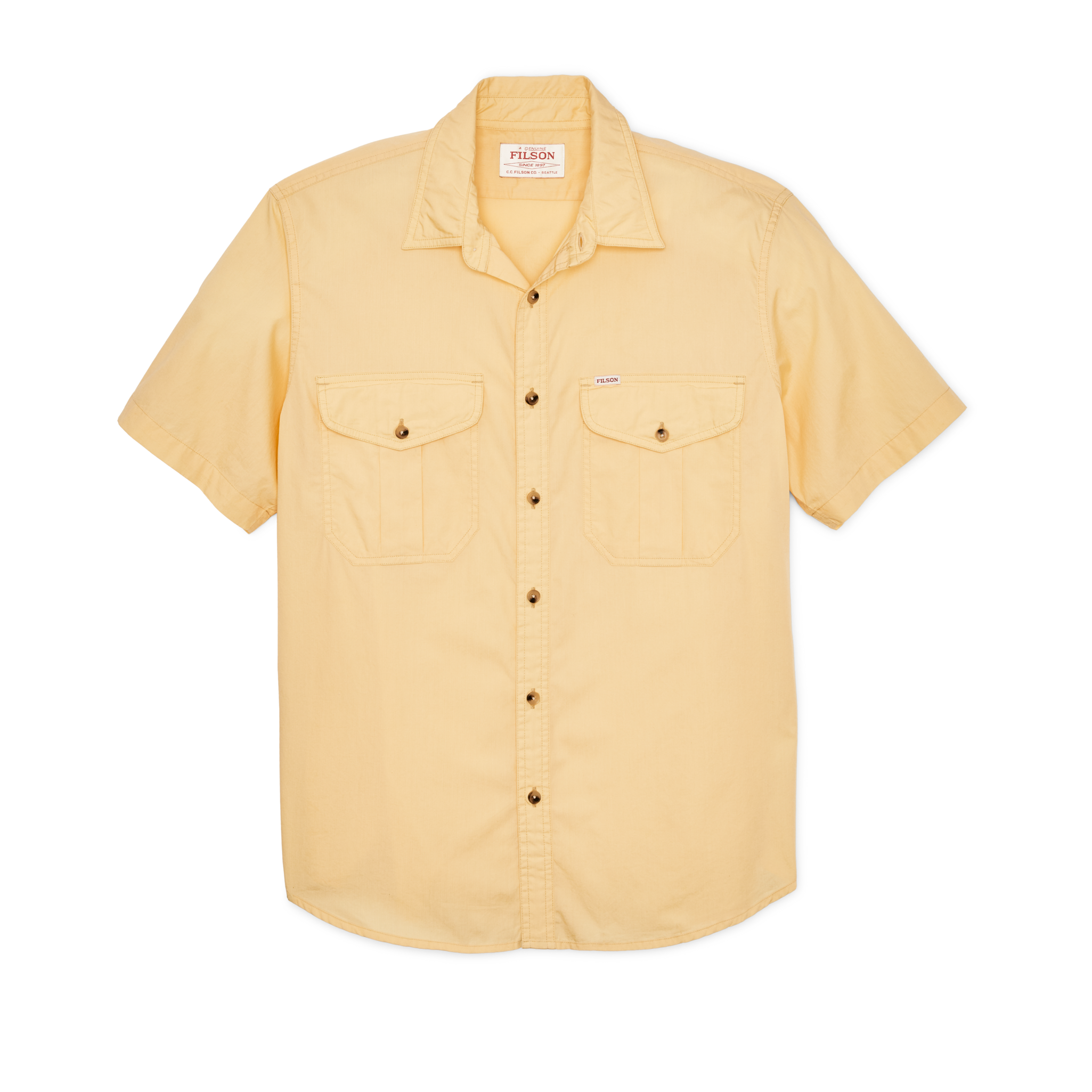 Washed Short Sleeve Feather Cloth Shirt - Straw