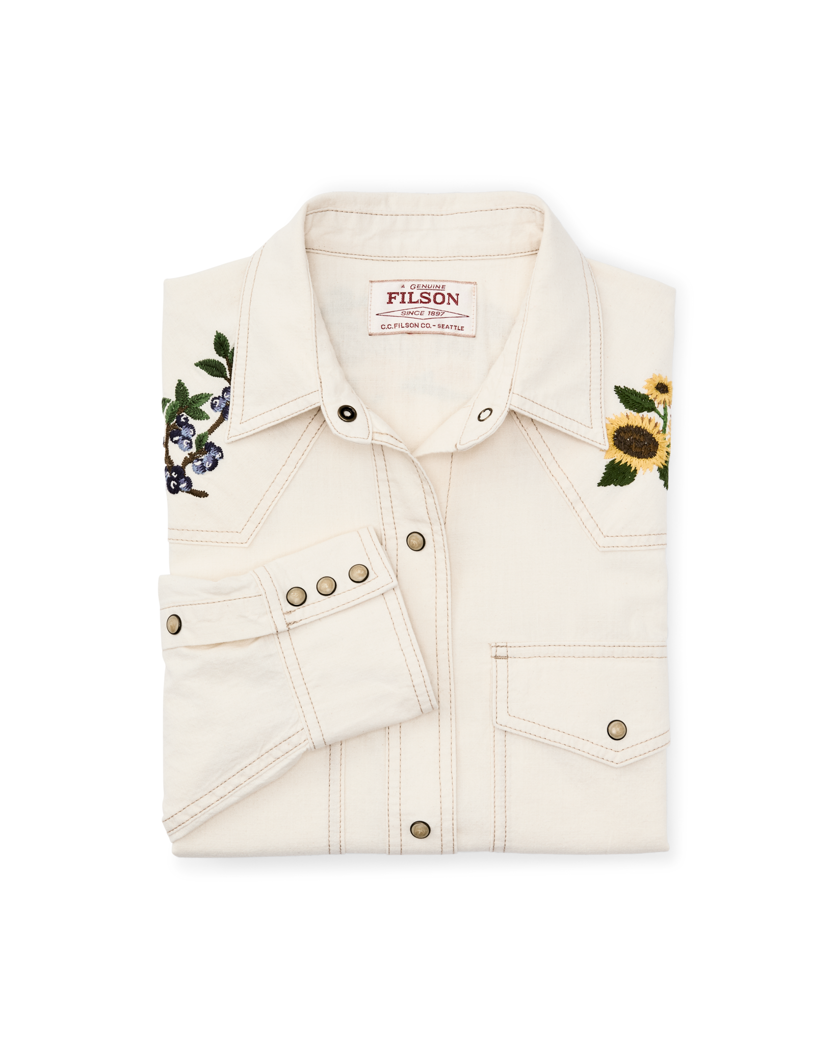 Women's Embroidered Western Shirt - Natural Seed - Image 12