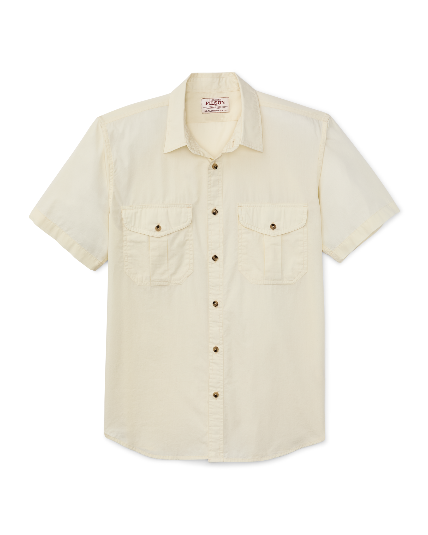 Washed Short Sleeve Feather Cloth Shirt - Ivory - Image 6