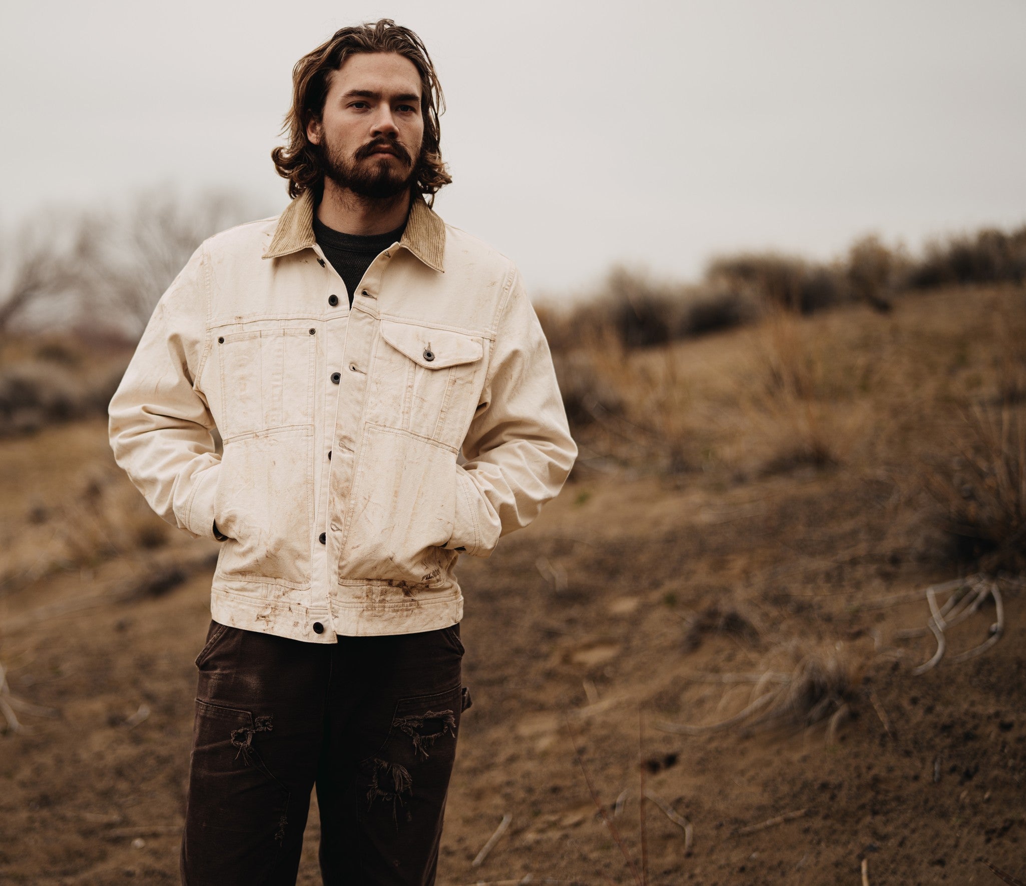 Rustic Canvas Short Cruiser Jacket - Natural Seed - Image 2