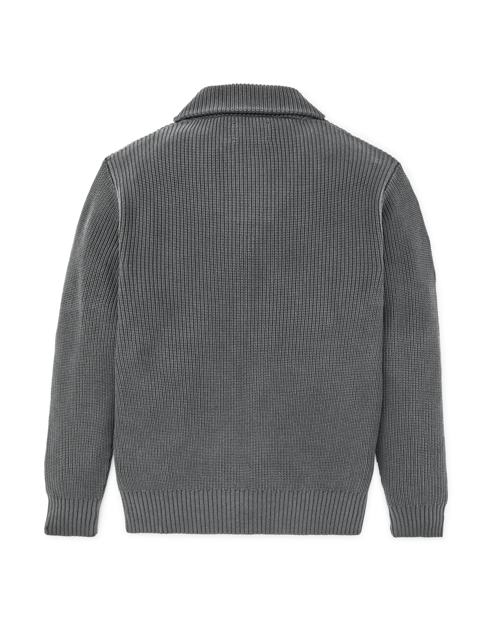 Vintage Cotton Shawl Neck Sweater - Charcoal - Image 5