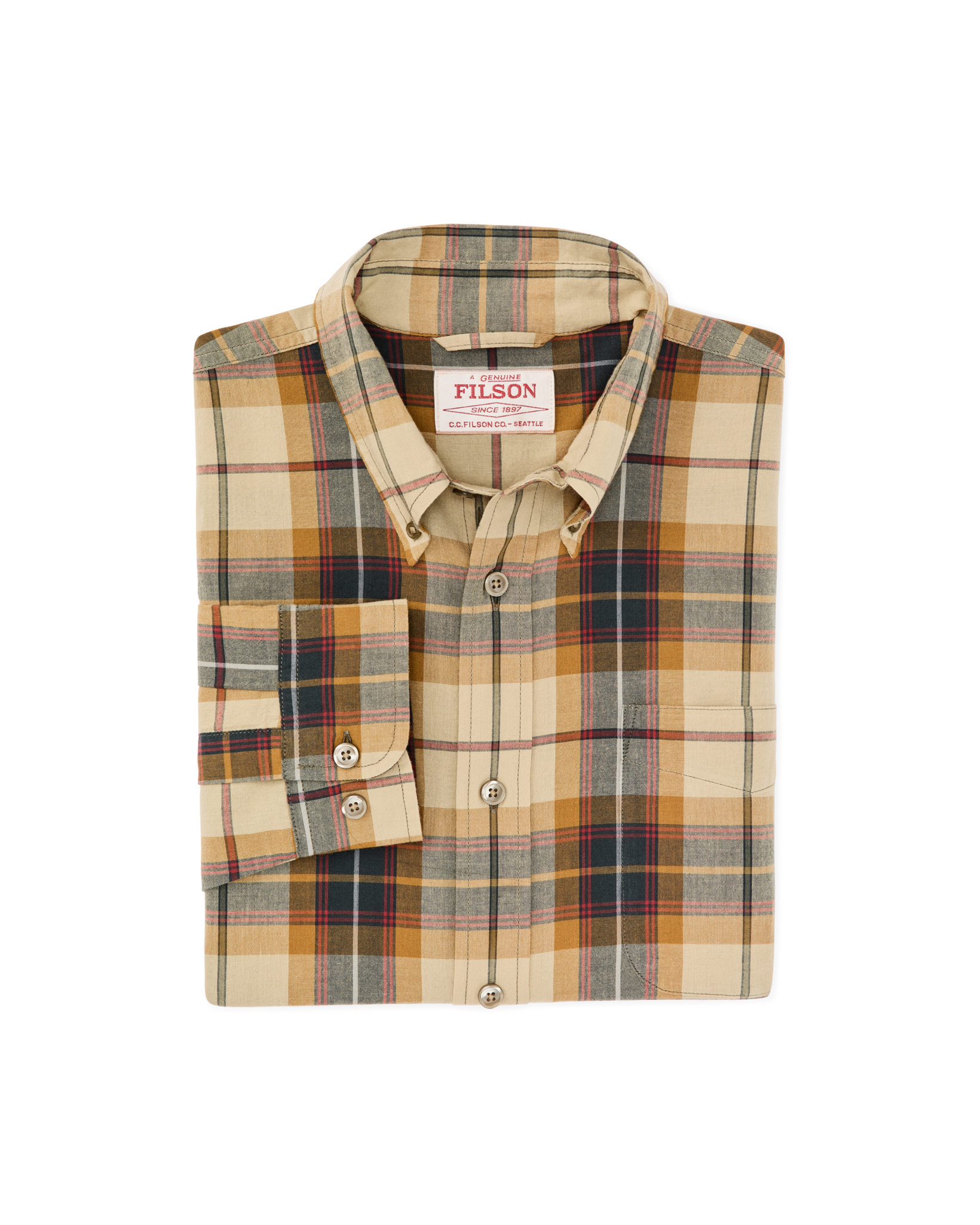 Madras Button-Down Shirt - Tan / Spruce Multicolor - Image 8