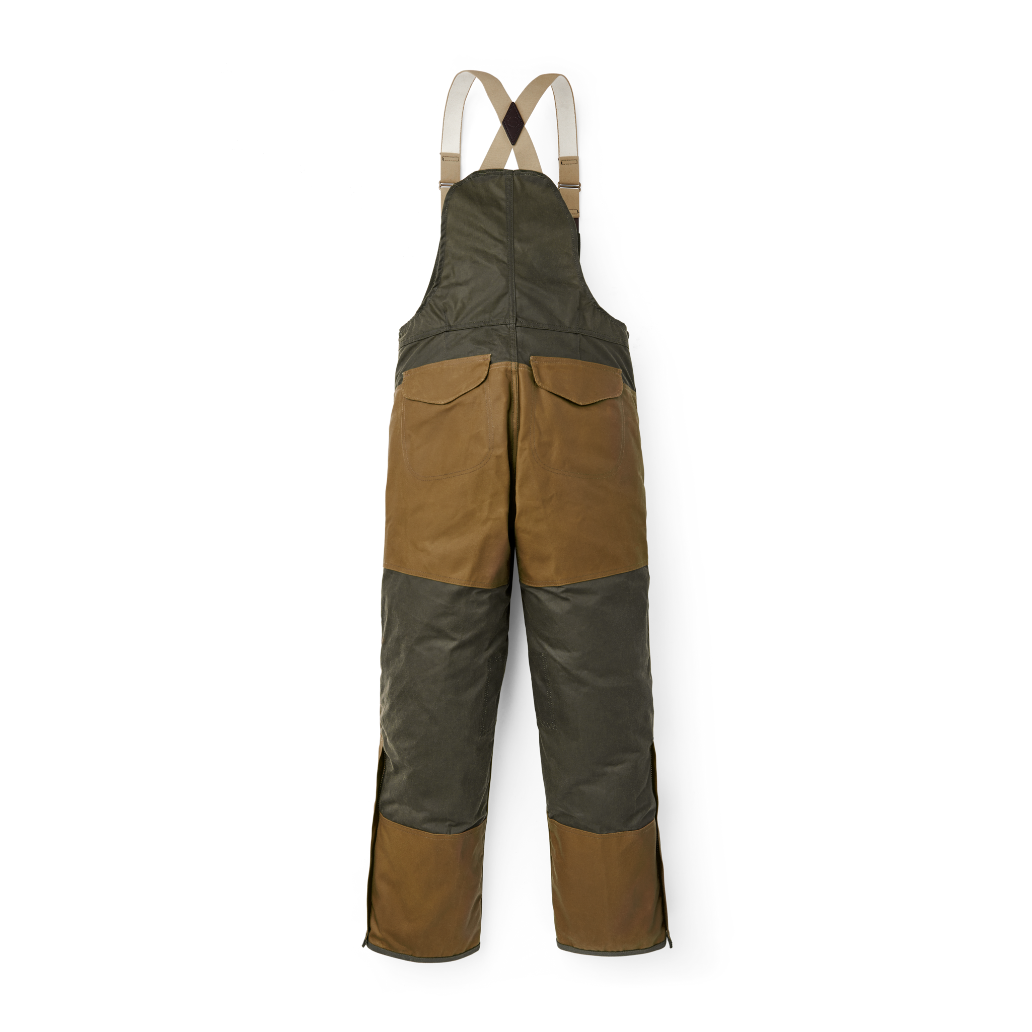 Double Hunting Bibs With Zipper - Otter Green / Dark Tan - Image 6