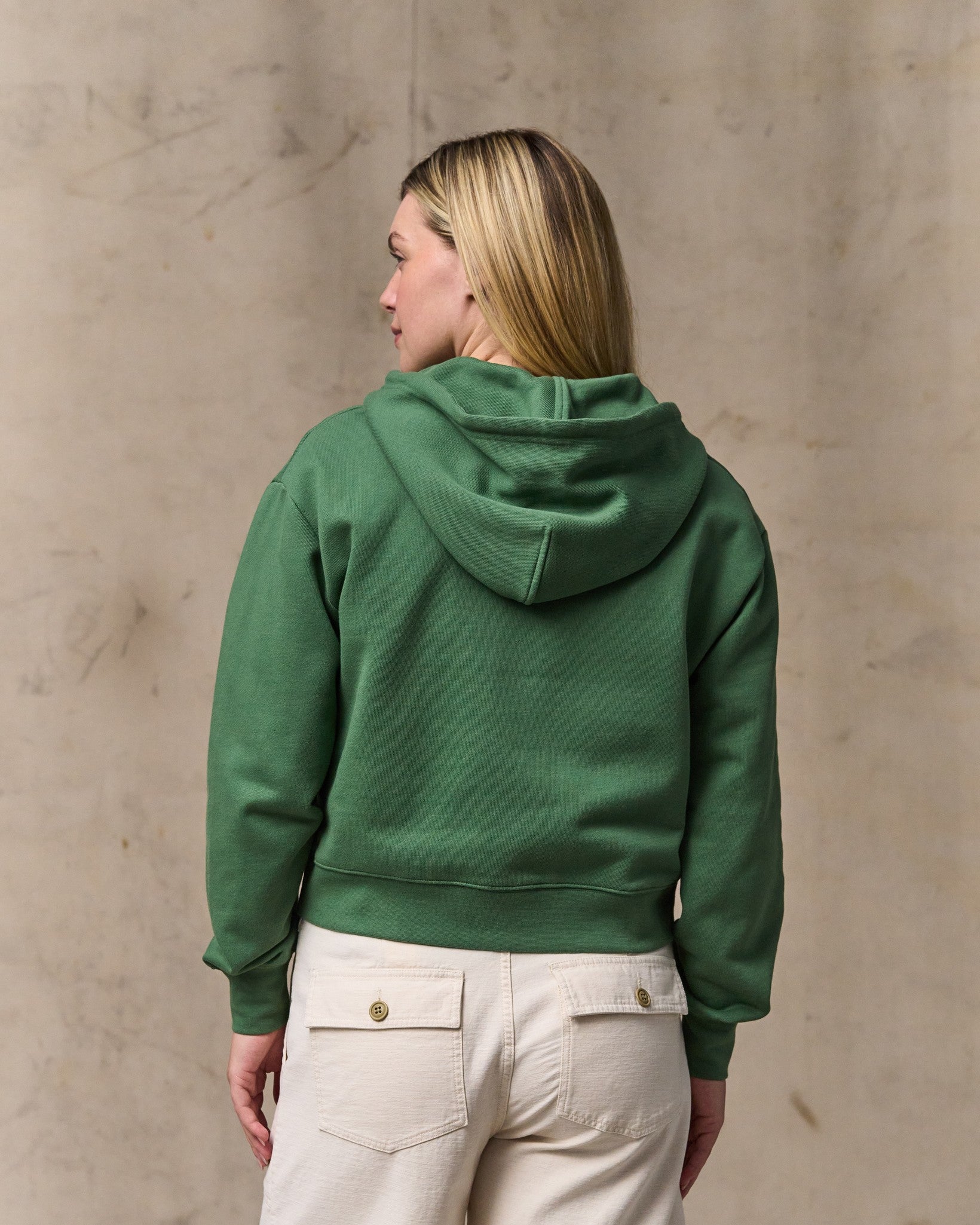 Women's French Terry Half-zip Hoodie - Light Forest - Image 2