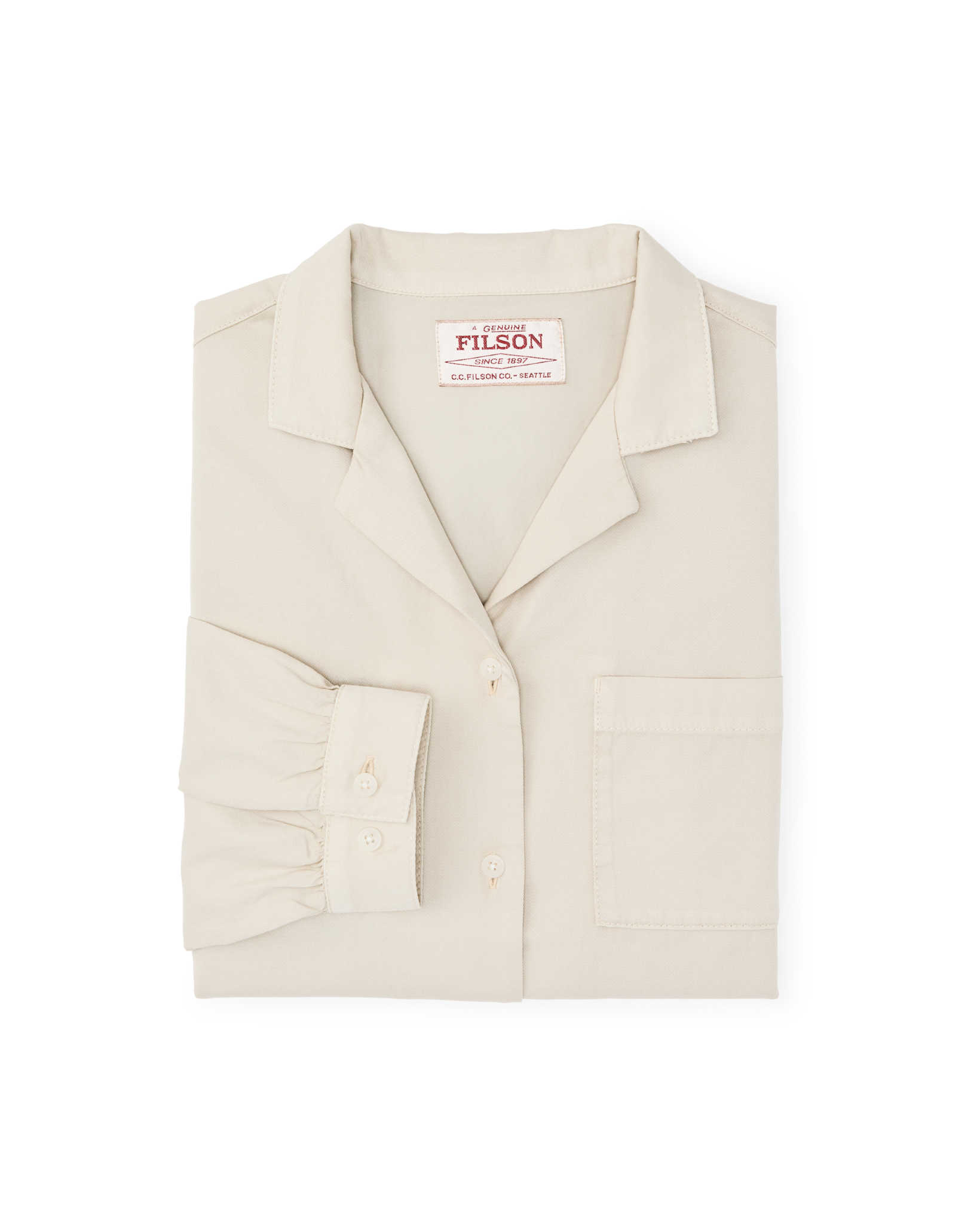 Women's Long Sleeve Twill Camp Shirt - Cream - Image 6