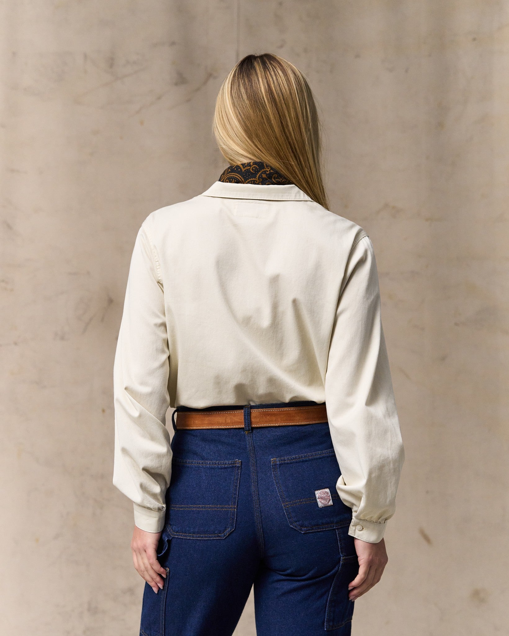 Women's Long Sleeve Twill Camp Shirt - Cream - Image 2