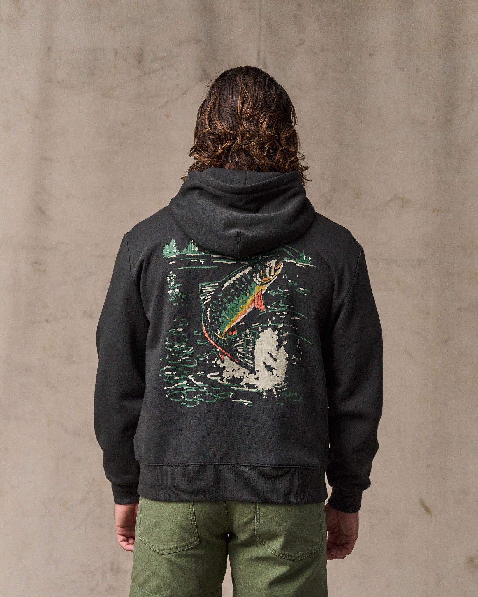Trout Graphic Hoodie - Faded Black - Image 2