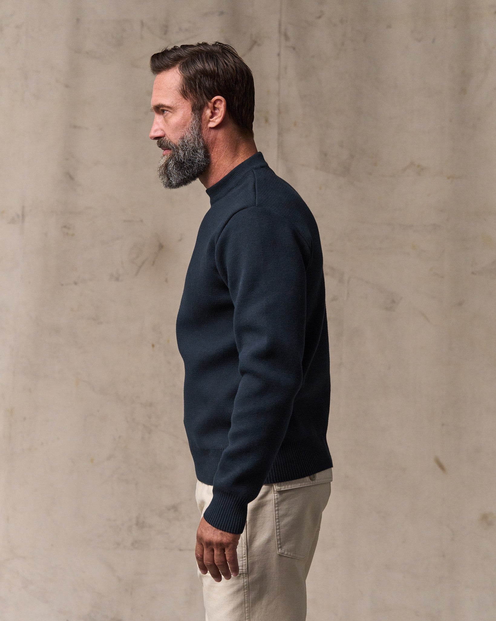 Cotton Crewneck Guide Sweater - Dark Navy - Image 3