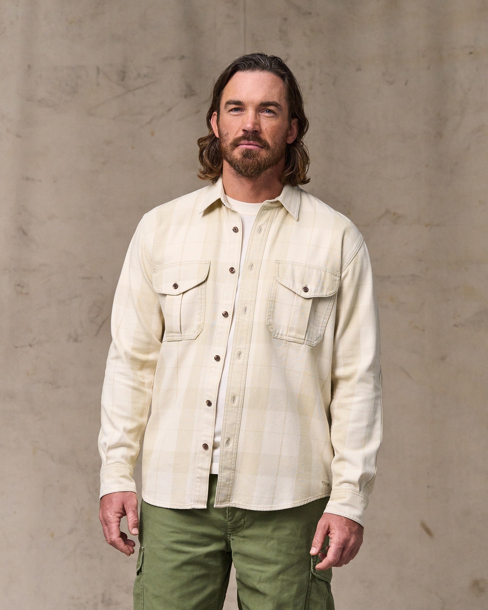 Vintage Wash Alaskan Guide Shirt - Sand / Stone Plaid - Image 4
