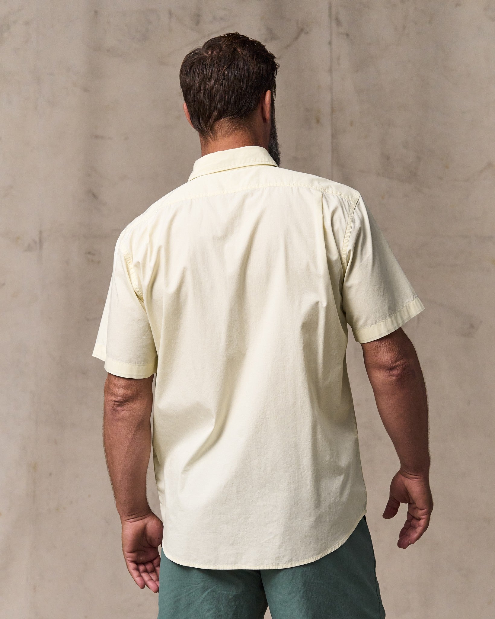 Washed Short Sleeve Feather Cloth Shirt - Ivory - Image 2