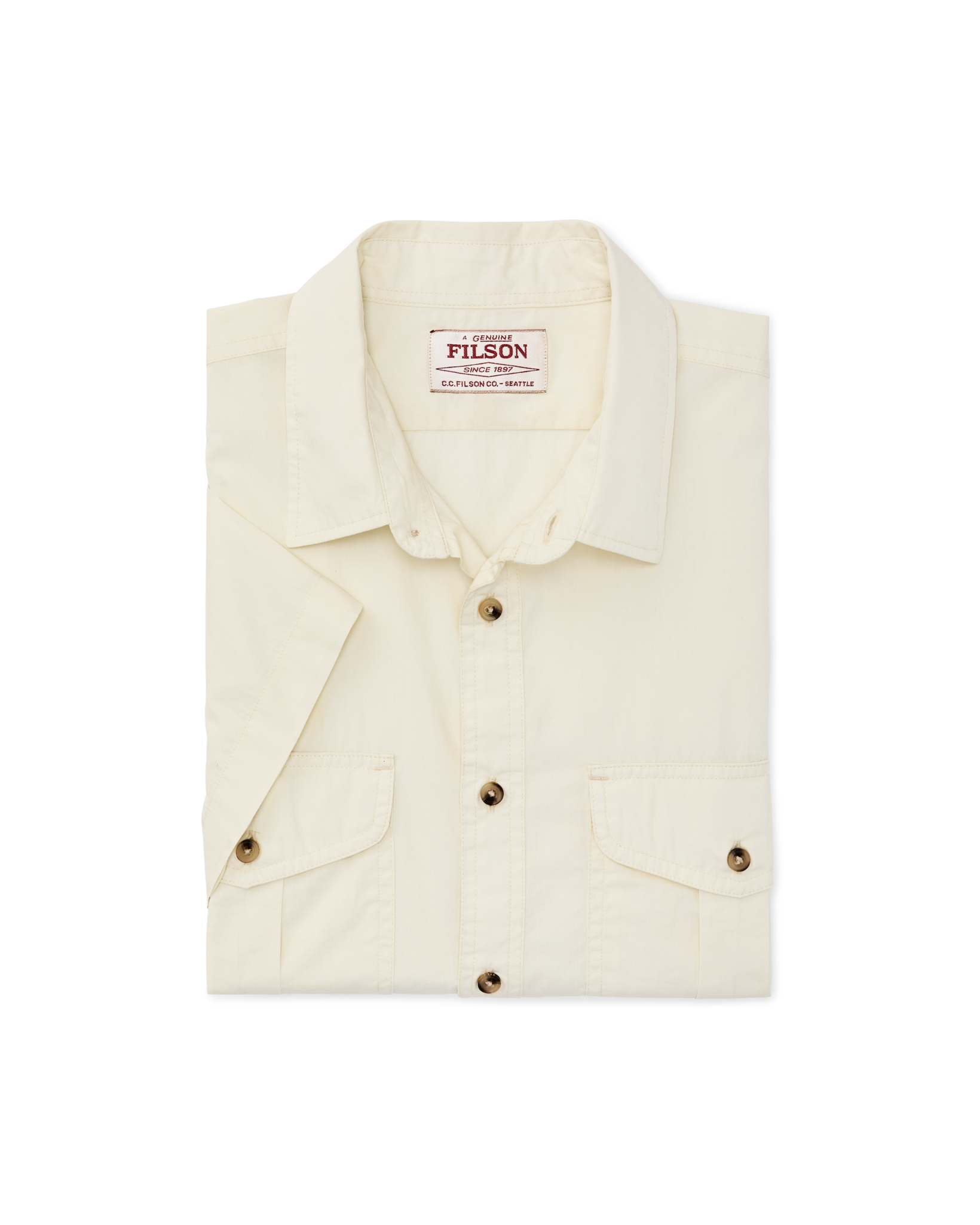 Washed Short Sleeve Feather Cloth Shirt - Ivory - Image 8