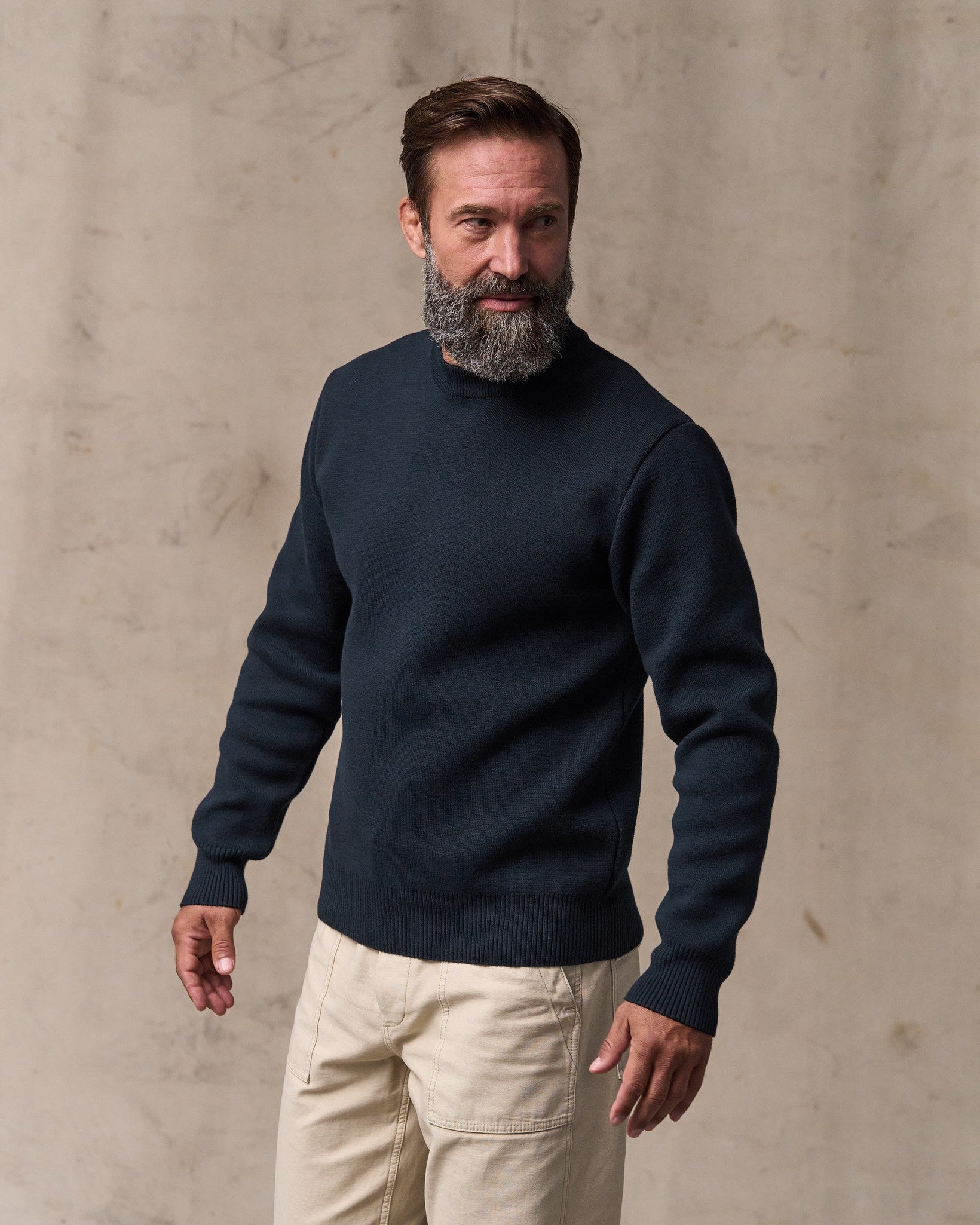 Cotton Crewneck Guide Sweater - Dark Navy - Image 2