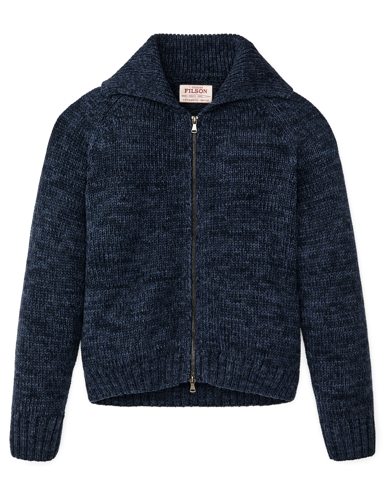 Women's Cotton Full-zip Cardigan - Navy / Marl - Image 6