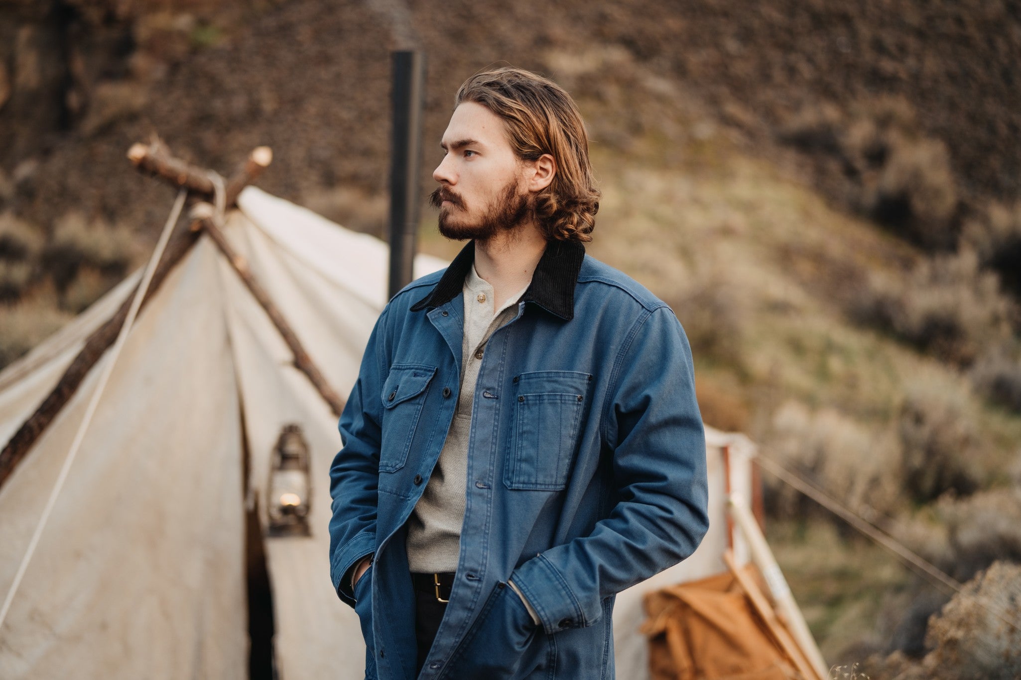 Rustic Canvas Barn Coat - Indigo - Image 4