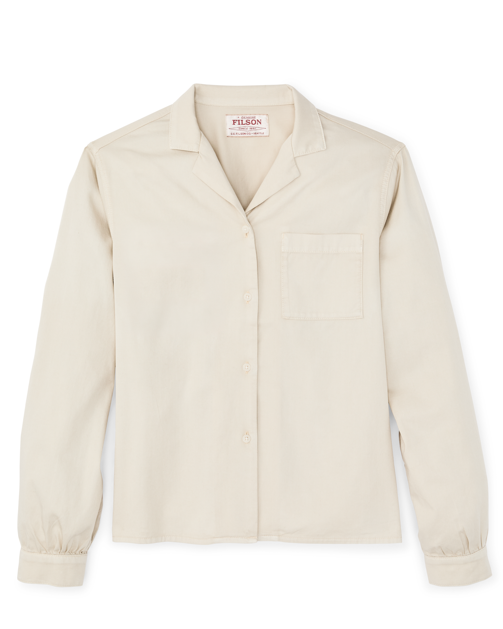 Women's Long Sleeve Twill Camp Shirt - Cream - Image 4