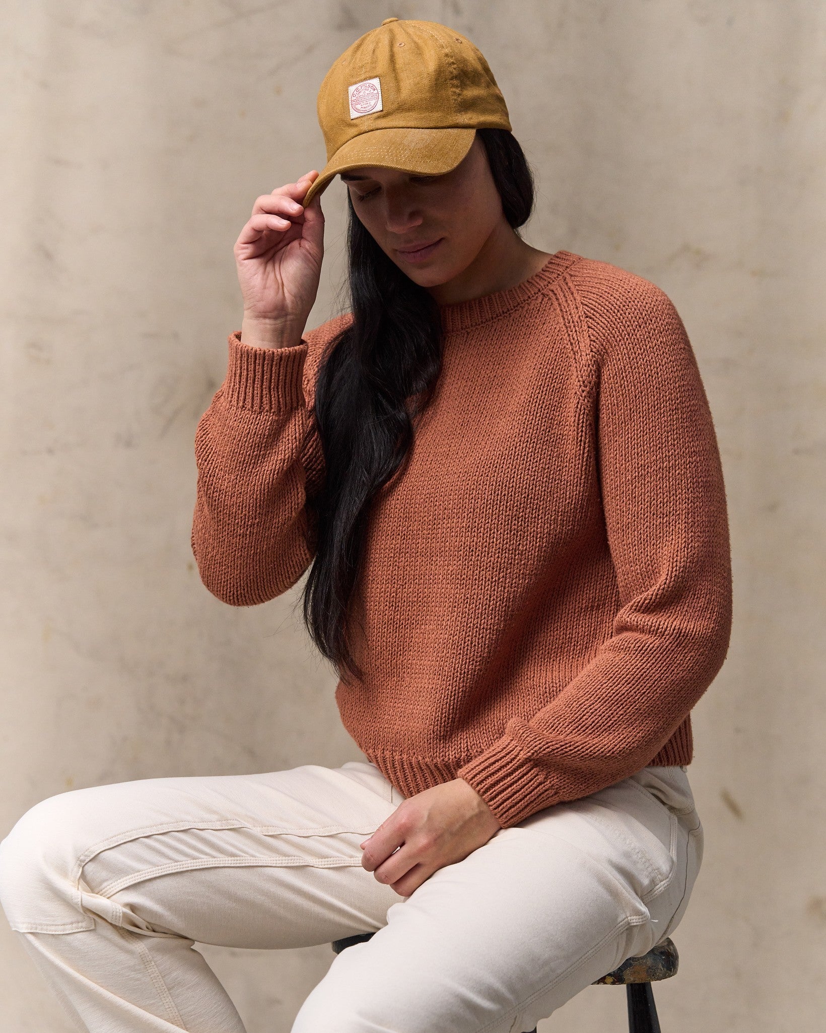 Women's Cotton Crewneck Sweater - Copper Brown - Image 5