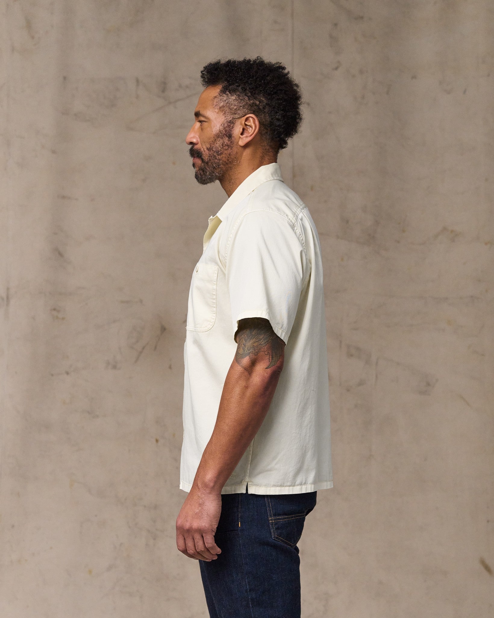 Short Sleeve 4.5-oz. Twill Shirt - Ivory - Image 3